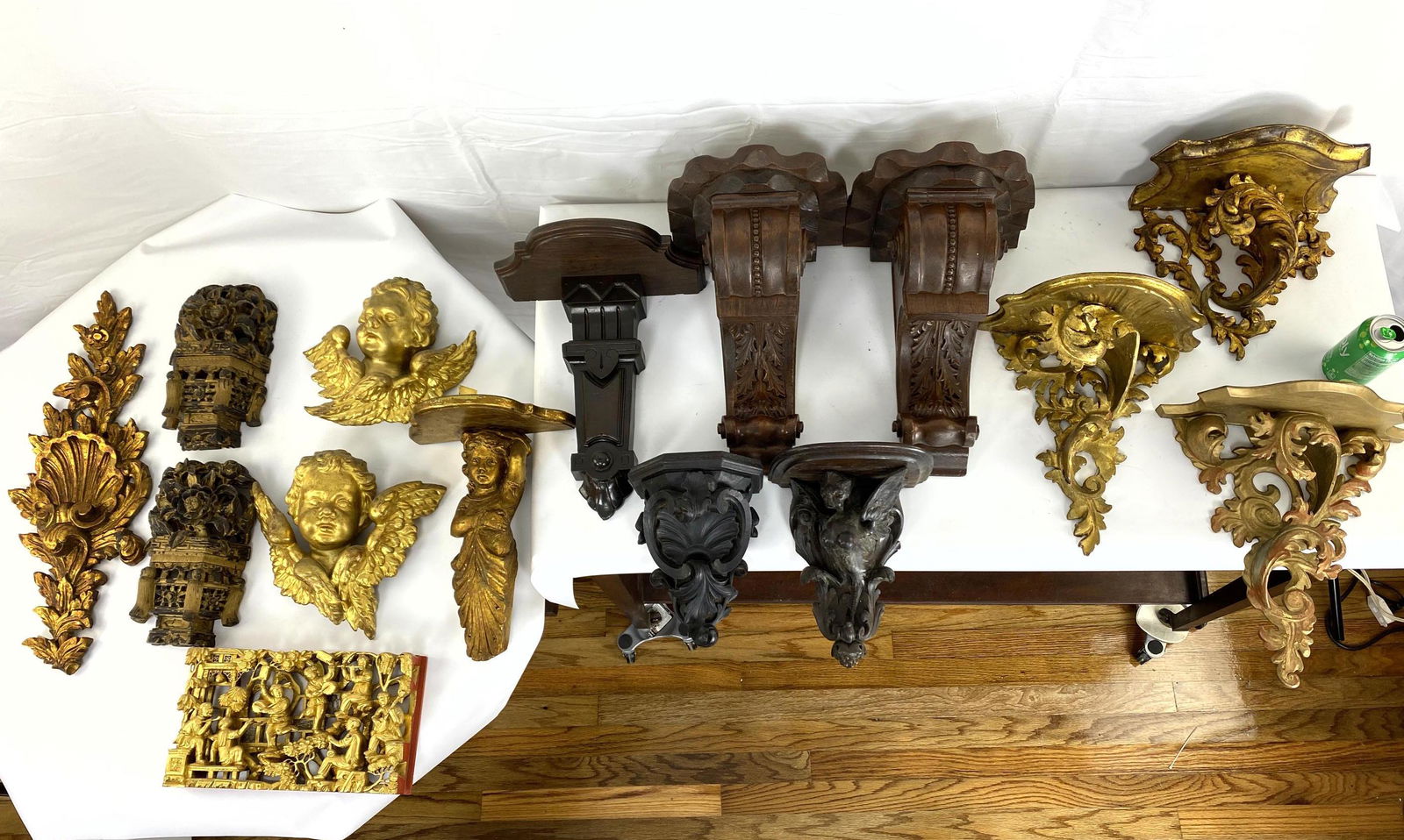 15pc Lot Wooden Wall Shelves Brackets, Plaques. Tallest (1 of 16)