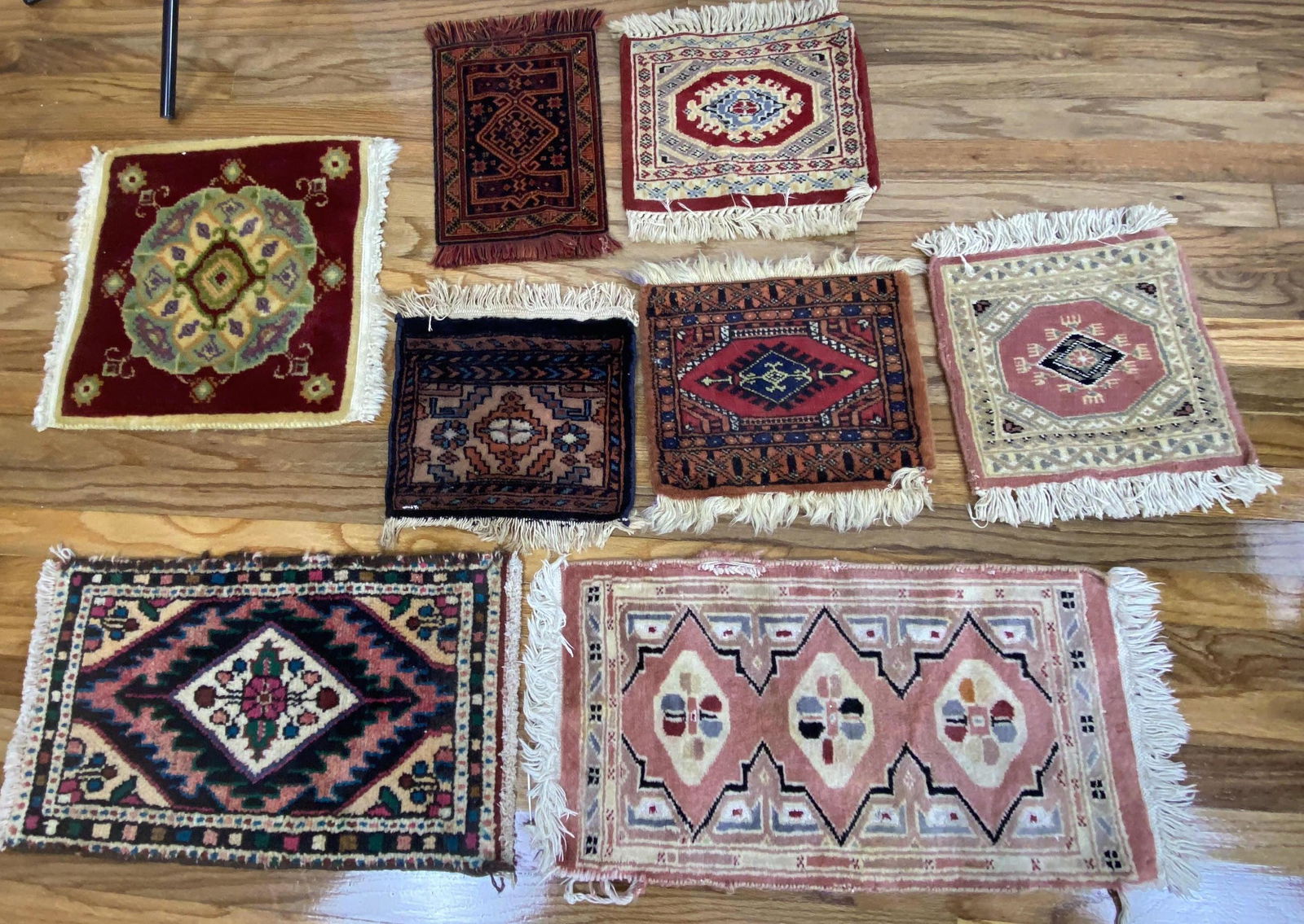 Lot of 8 Miniature Oriental Carpets Rugs. All handmade. (1 of 14)