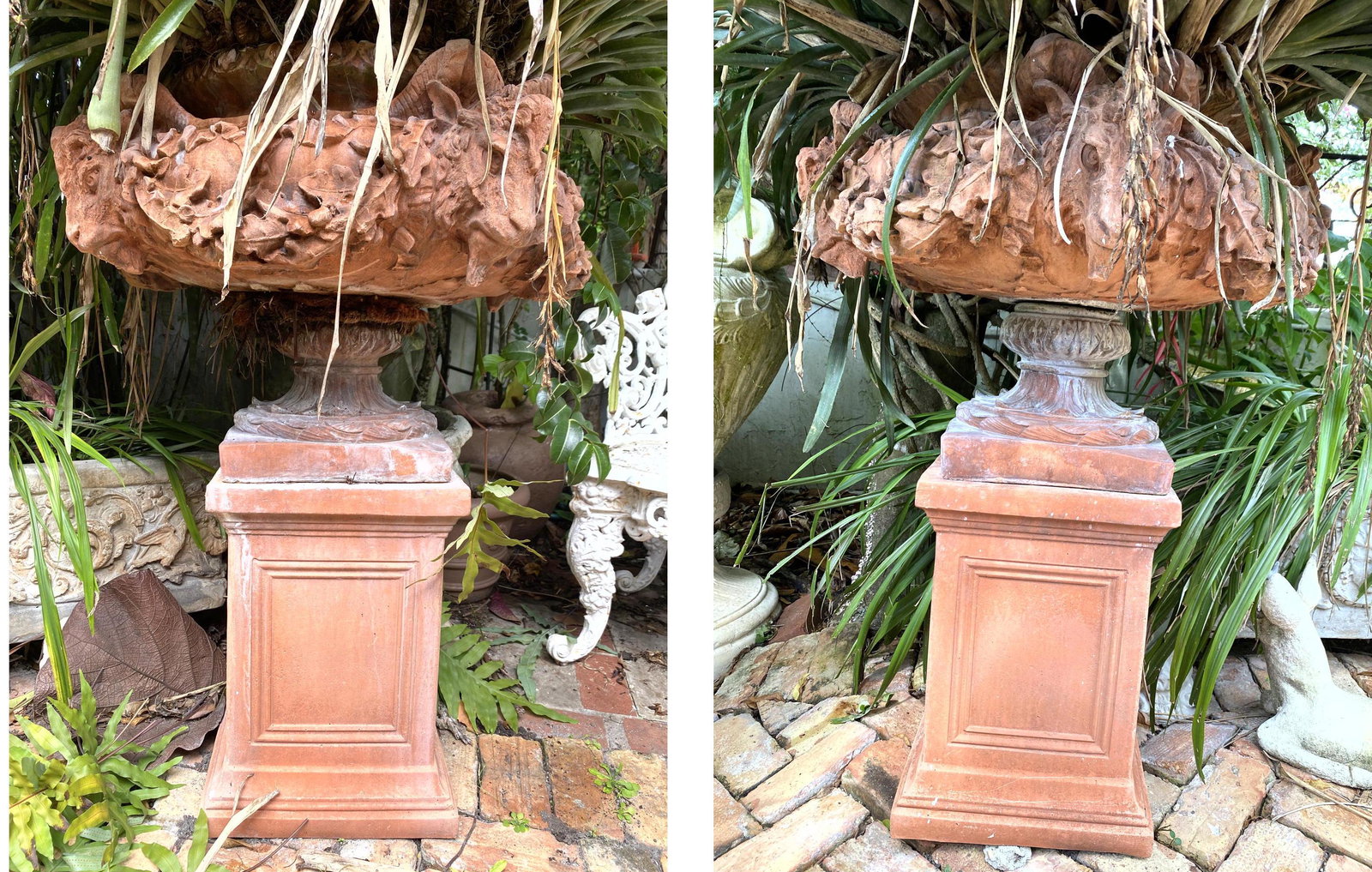 2 Terracotta 3 piece Garden Planters with Rams. (1 of 16)