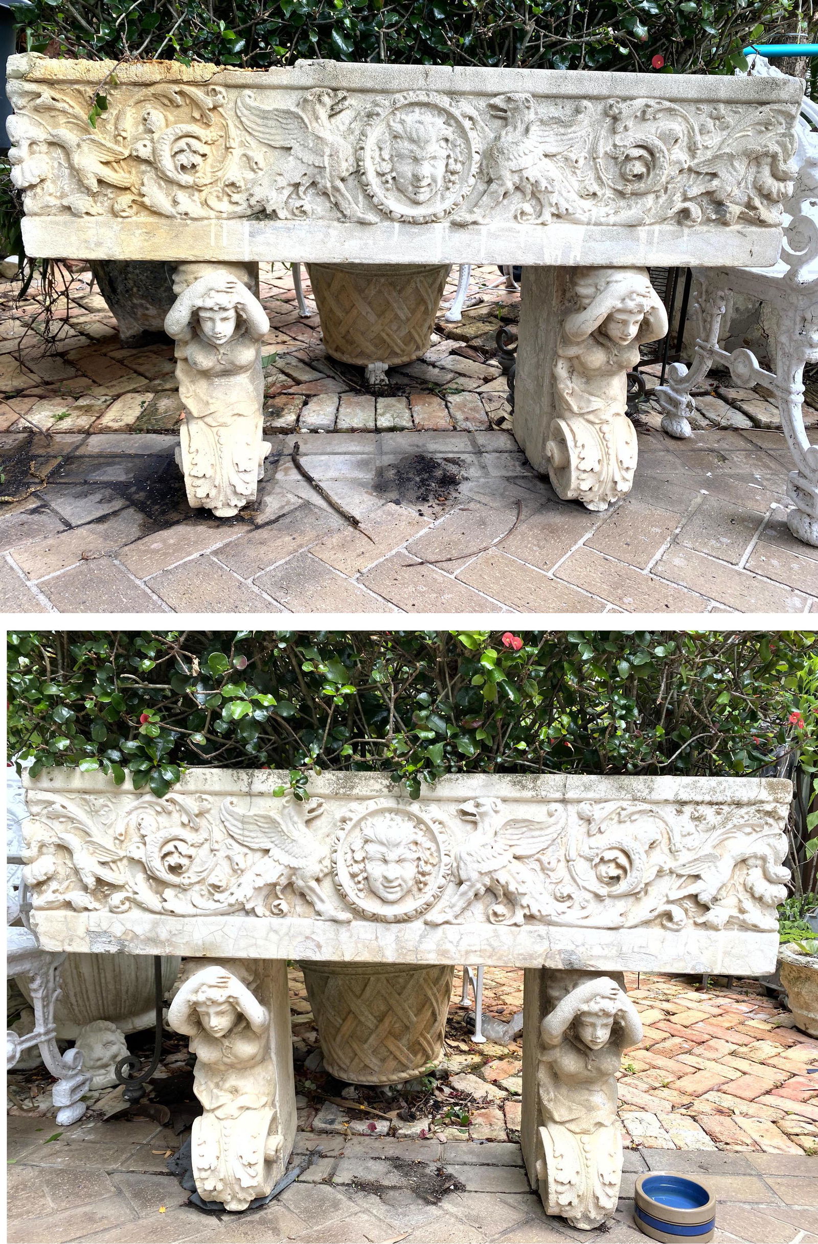 Pr Large Cast Stone Cement Garden Planters Ladies on Ba (1 of 18)