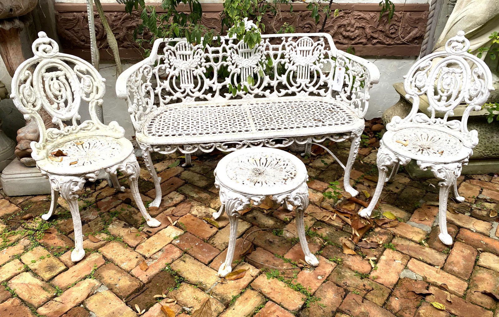 4pc Garden Furniture. Settee, 2 chairs & Table. All iro (1 of 11)