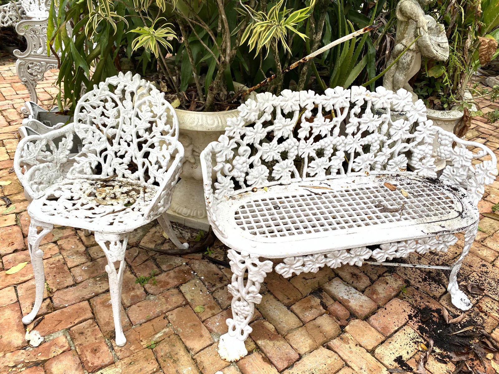 2pc Garden Furniture Iron bench  & Aluminum Chair (1 of 10)