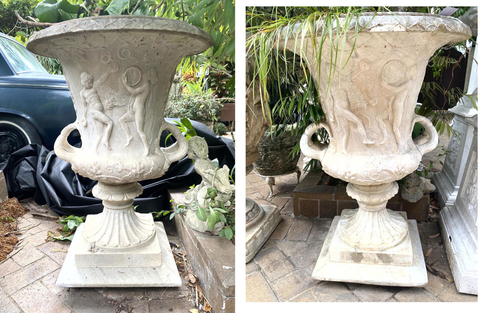 Pair 34 inch Marble Garden Planters (1 of 20)