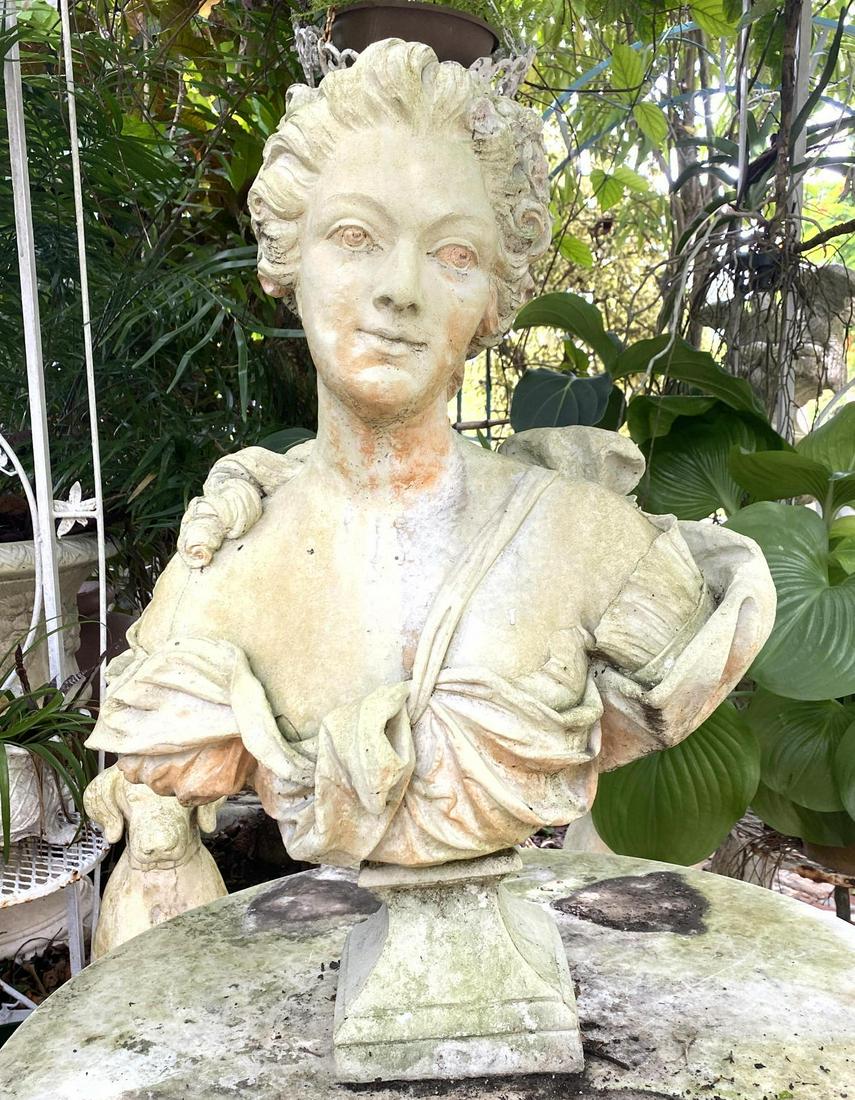 Cast Stone Cement Garden Statuary Bust of Woman (1 of 14)