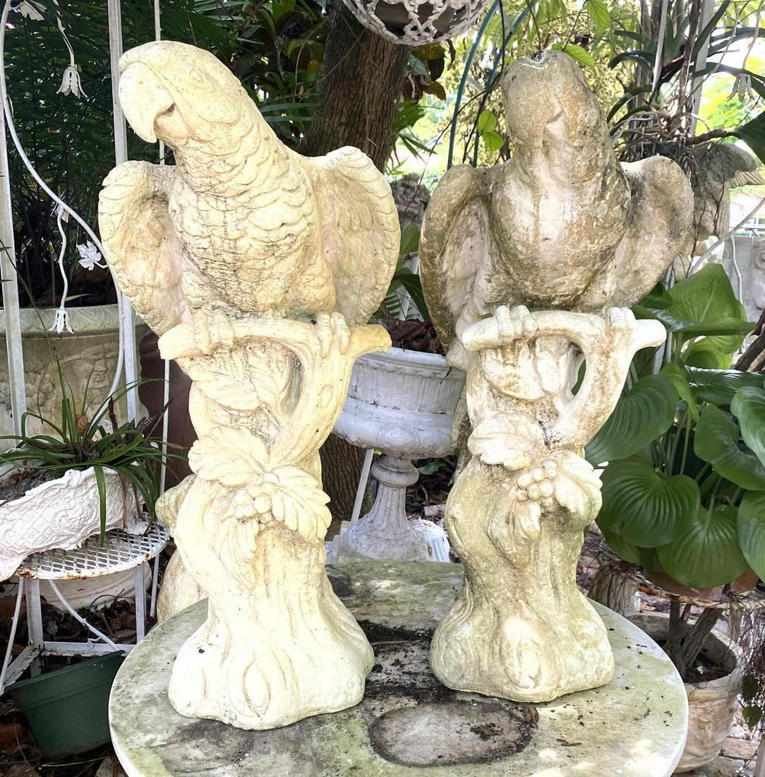 Pr Cement Garden Parrot Statues: Pr Cement Garden Parrot Statues-- Dimensions: H: 30 inches: W: 13 inches: D: 9 inches ---
