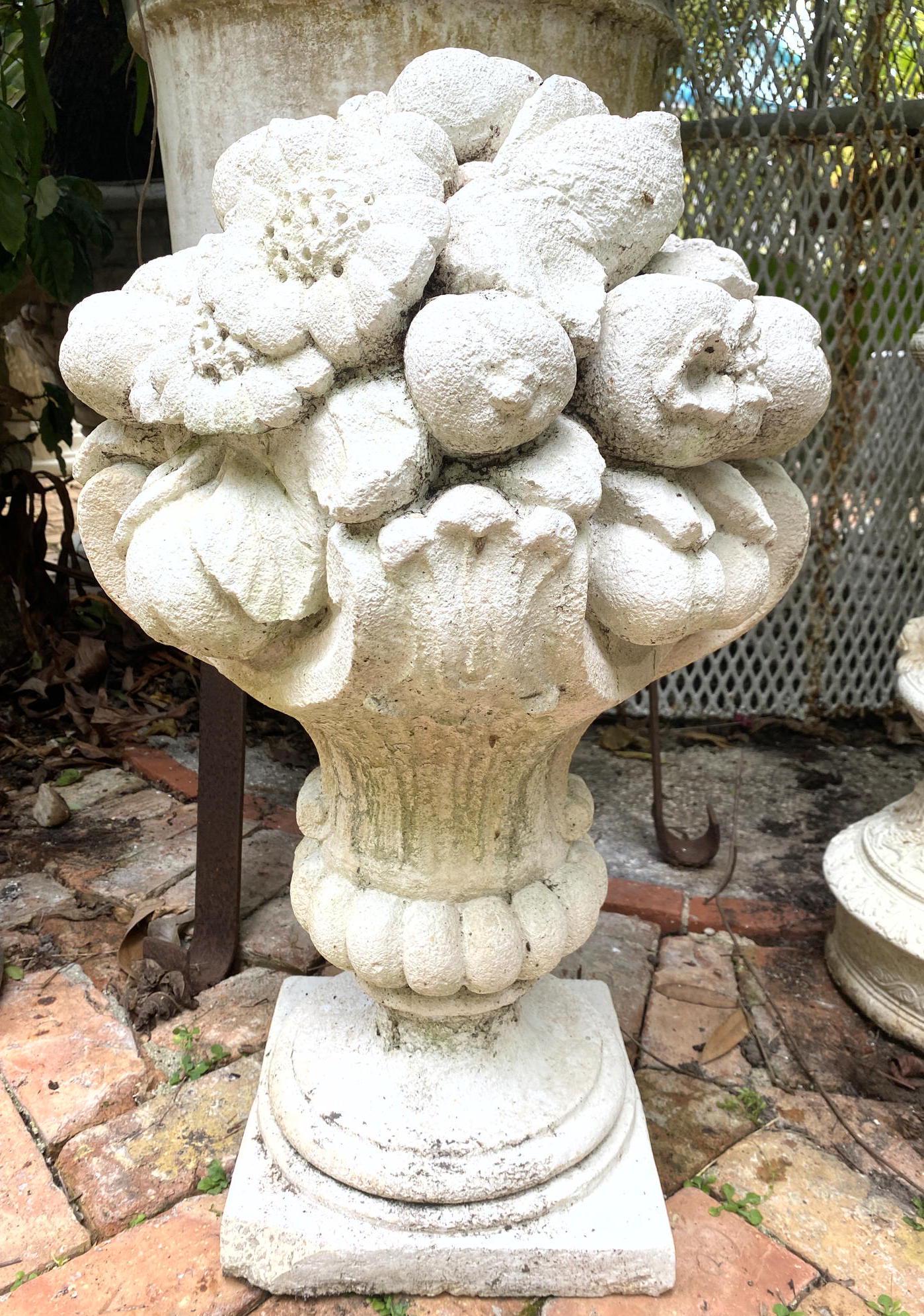 Cast Stone Cement Garden Statuary of Basket with Vegeta (1 of 11)