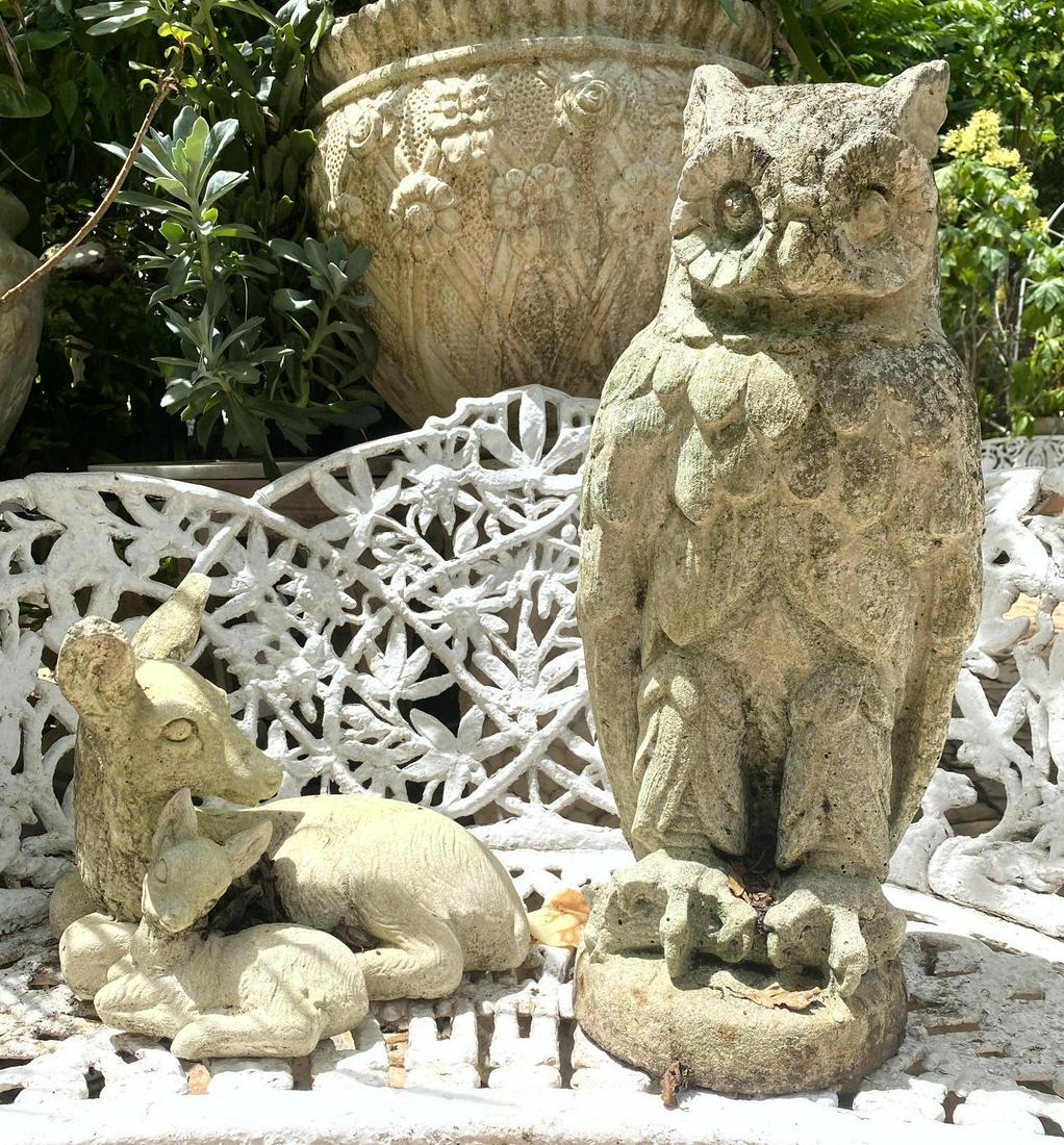 2pc Cement Garden Statuary of Owl & Deer. Owl is 24 x 9 (1 of 17)
