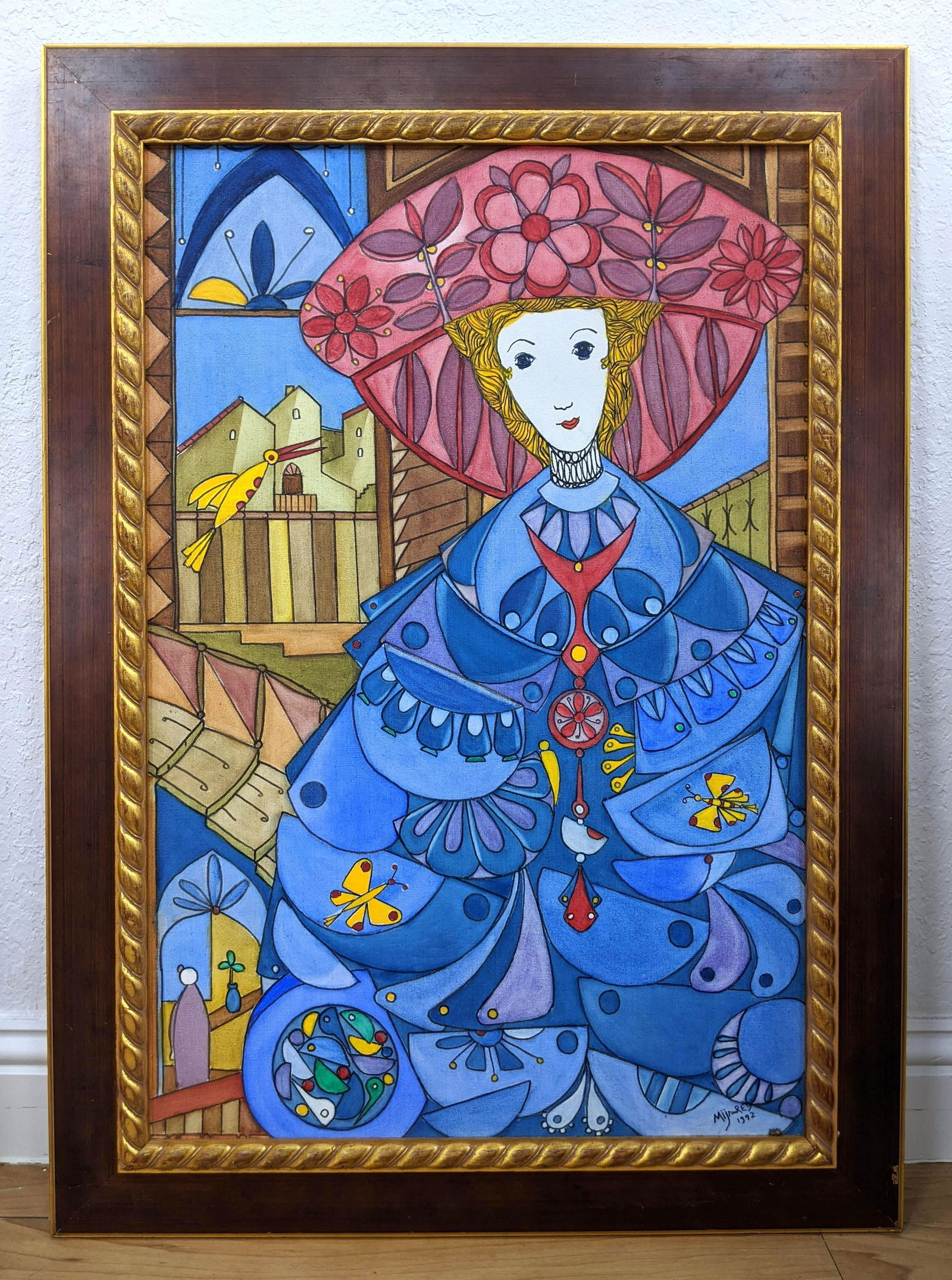 JOSE MIJARES  Painting on Canvas. Woman in Red Hat with (1 of 10)