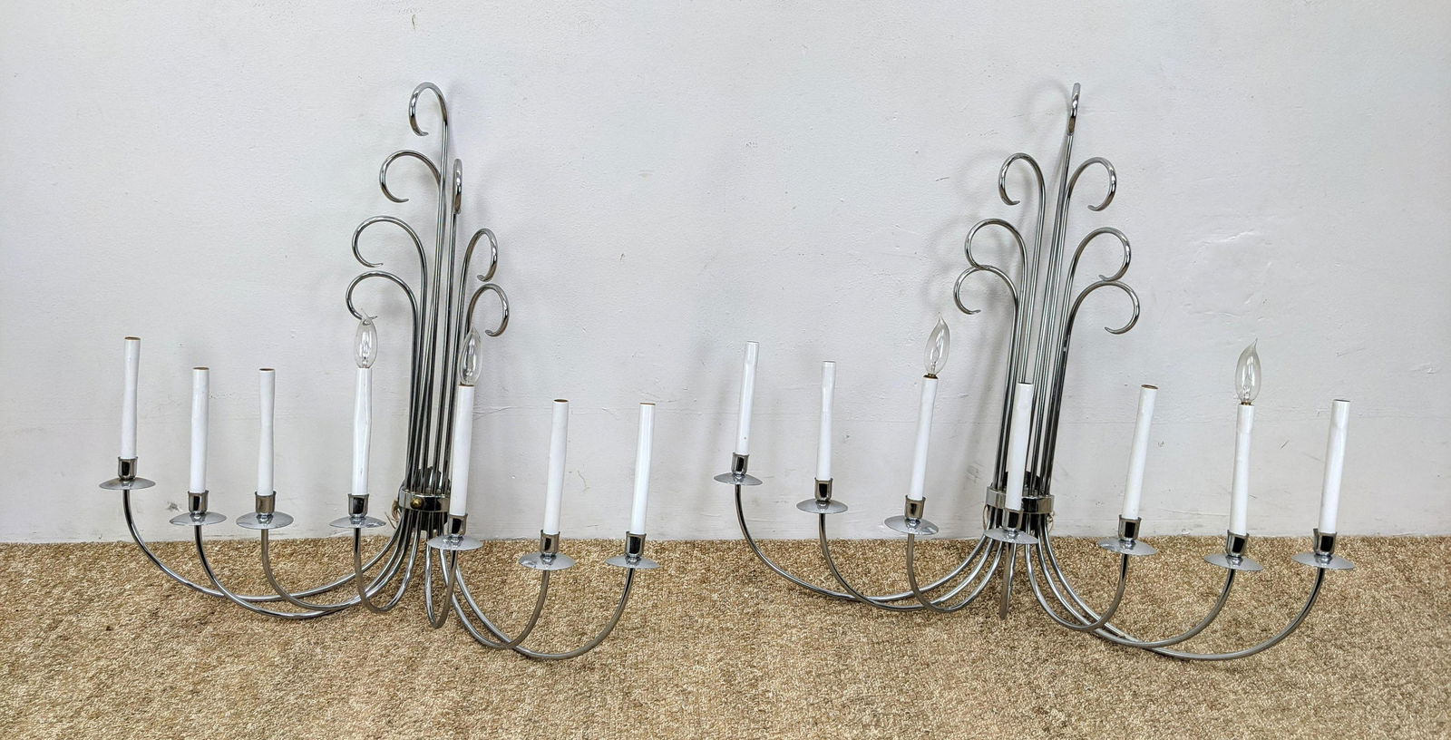 Pr Chrome Multi Arm Candle Wall Sconces. Electrified sc (1 of 12)