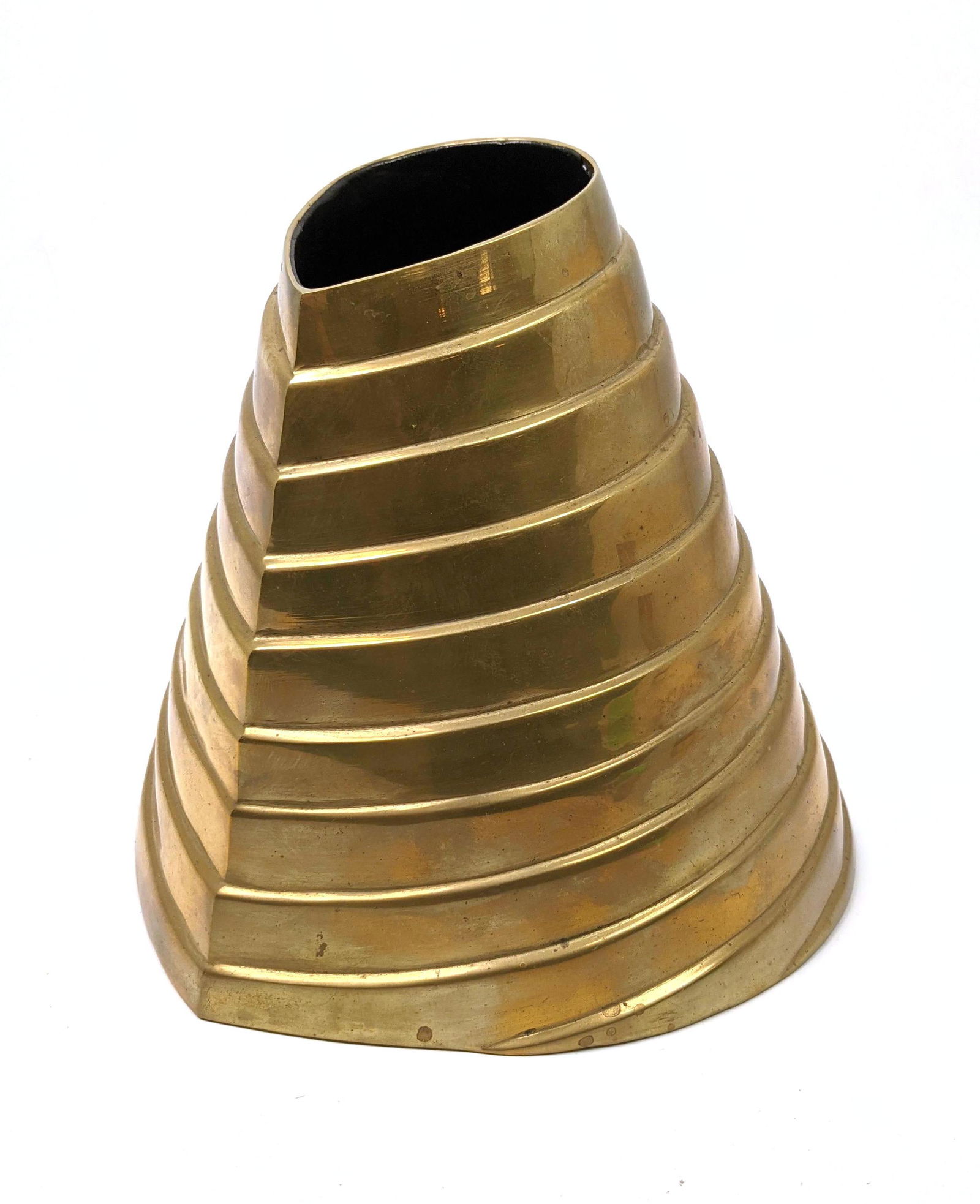 Stylish Stepped Brass Modernist Vase. Tapered Teardrop (1 of 11)