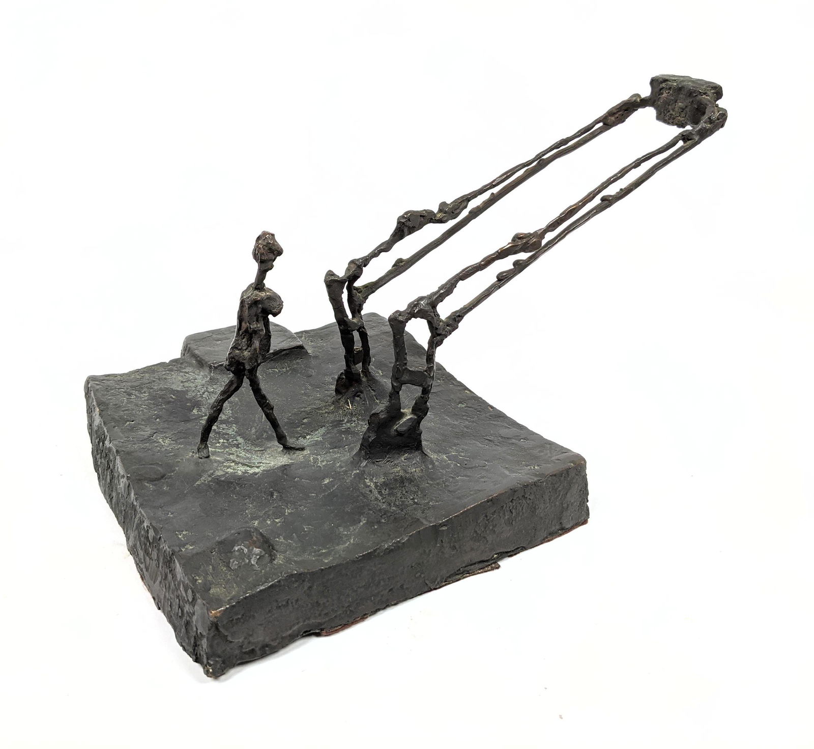 Modernist Figural Bronze Sculpture. Figure with Slingsh (1 of 11)