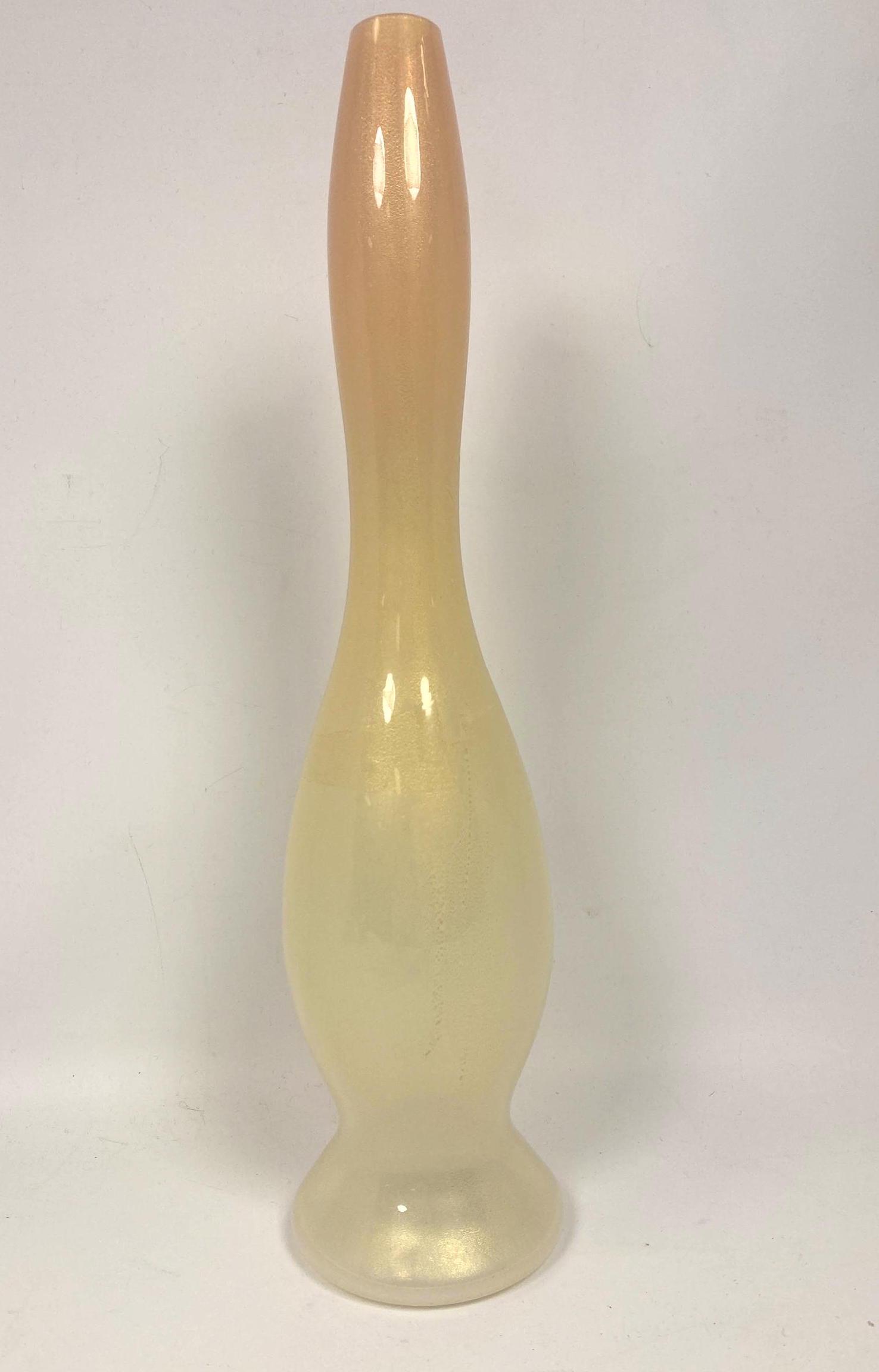 Tall Art Glass Thin Necked Vase. Internal gold foil des (1 of 6)