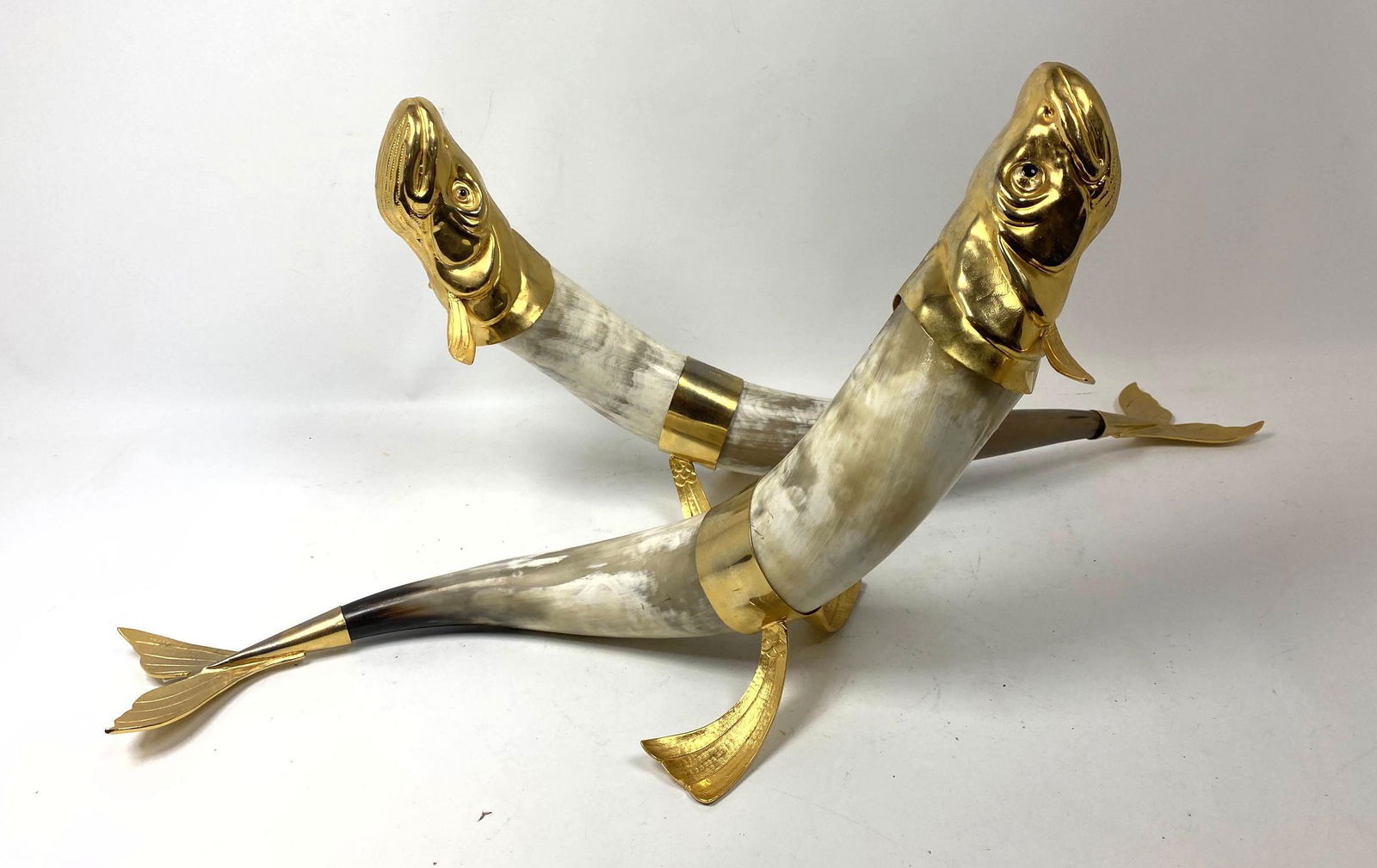 Pr 70'S HAUY POUIGO Metal Horn Figural Fish Sculptures. (1 of 14)