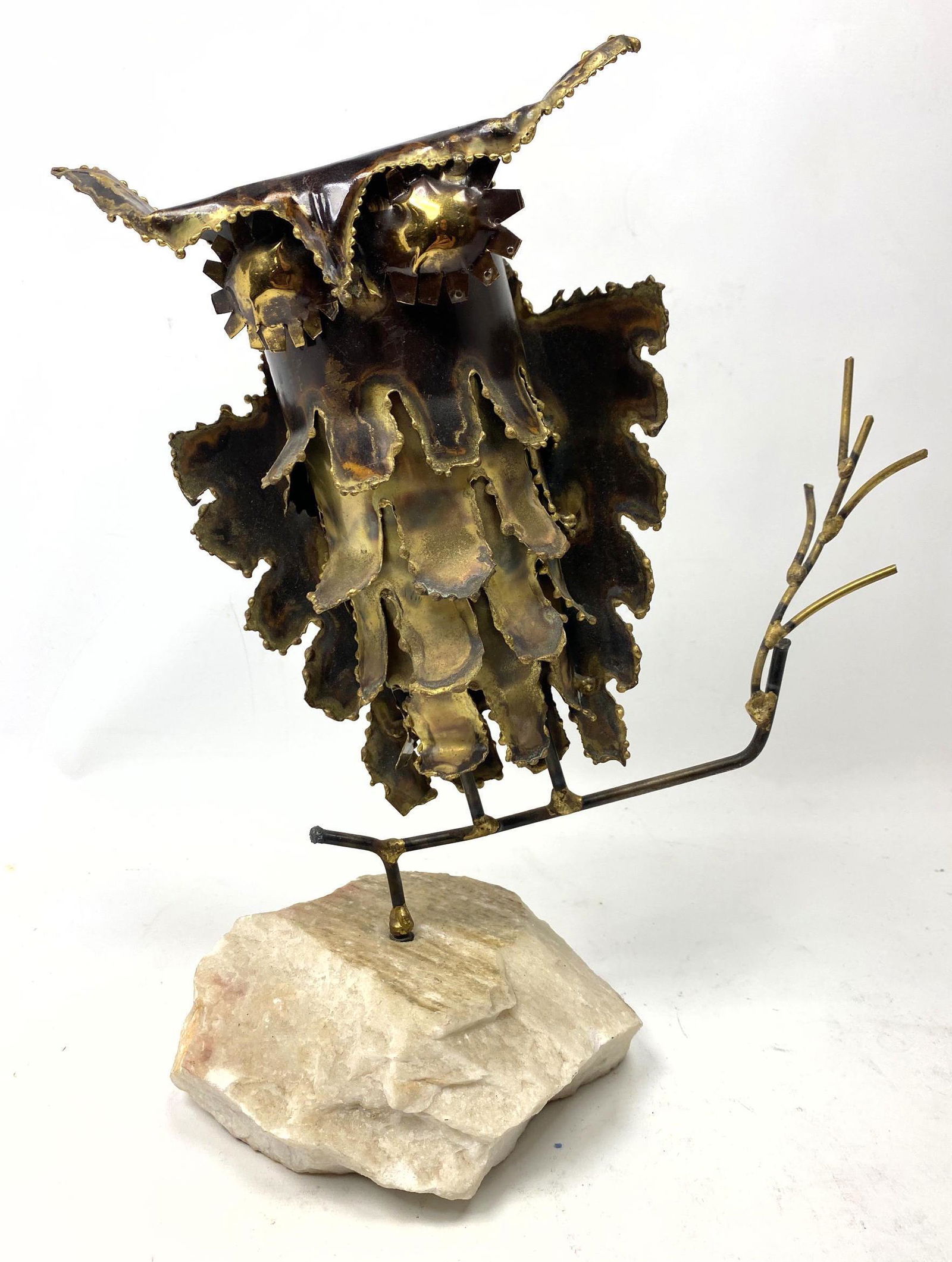 C Jere style Brutalist Metal Owl Sculpture. Modernist F (1 of 9)