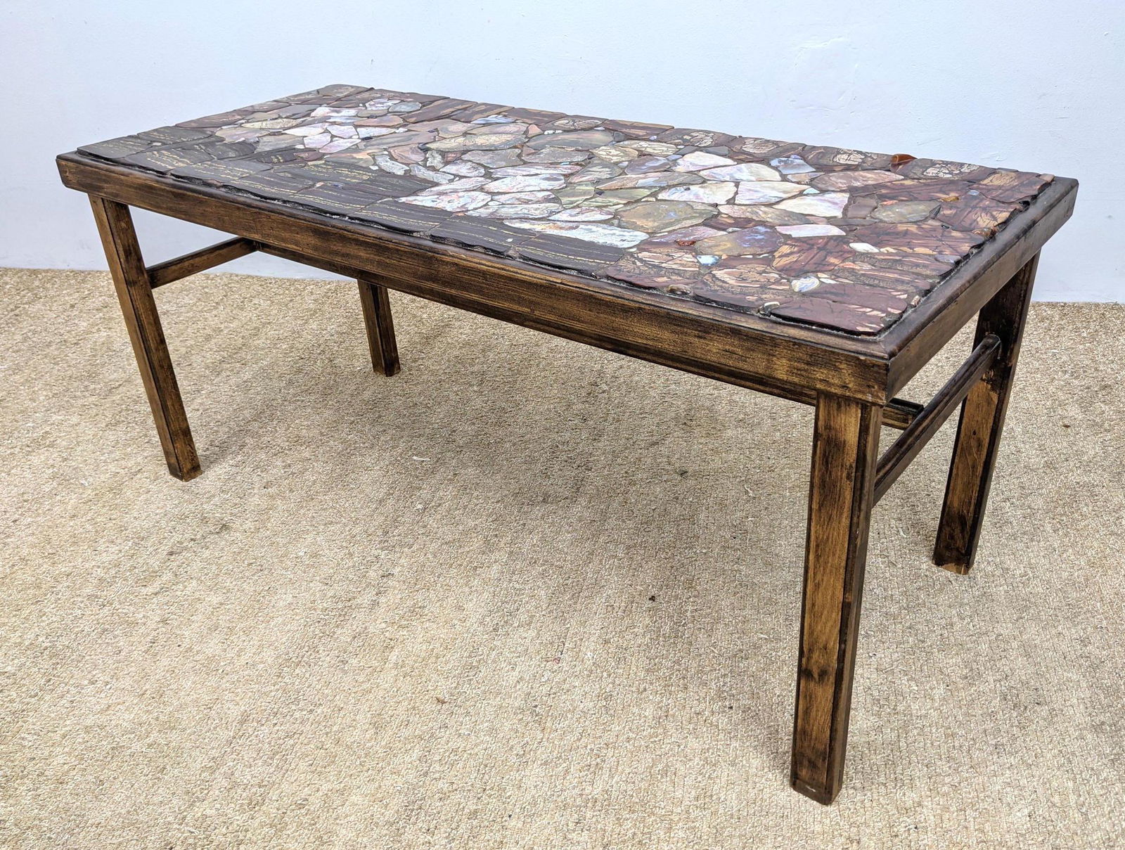Unique Inlaid Natural Stone Slice Top Table. Mixture of (1 of 14)