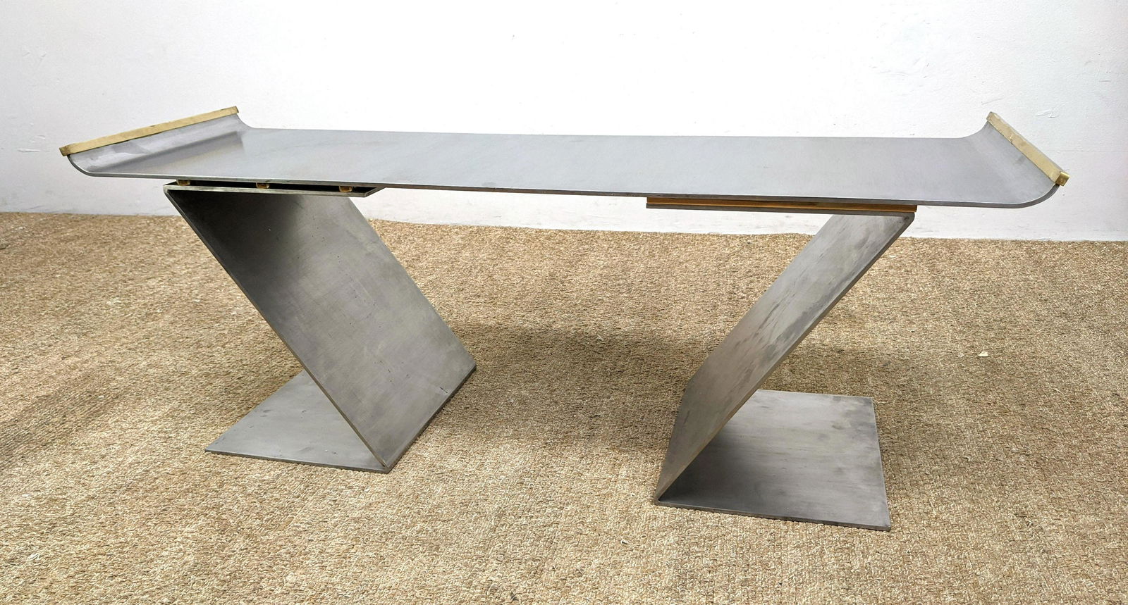 WAAL FATHI Designer Steel Bench With Black Vinyl Tufted (1 of 18)