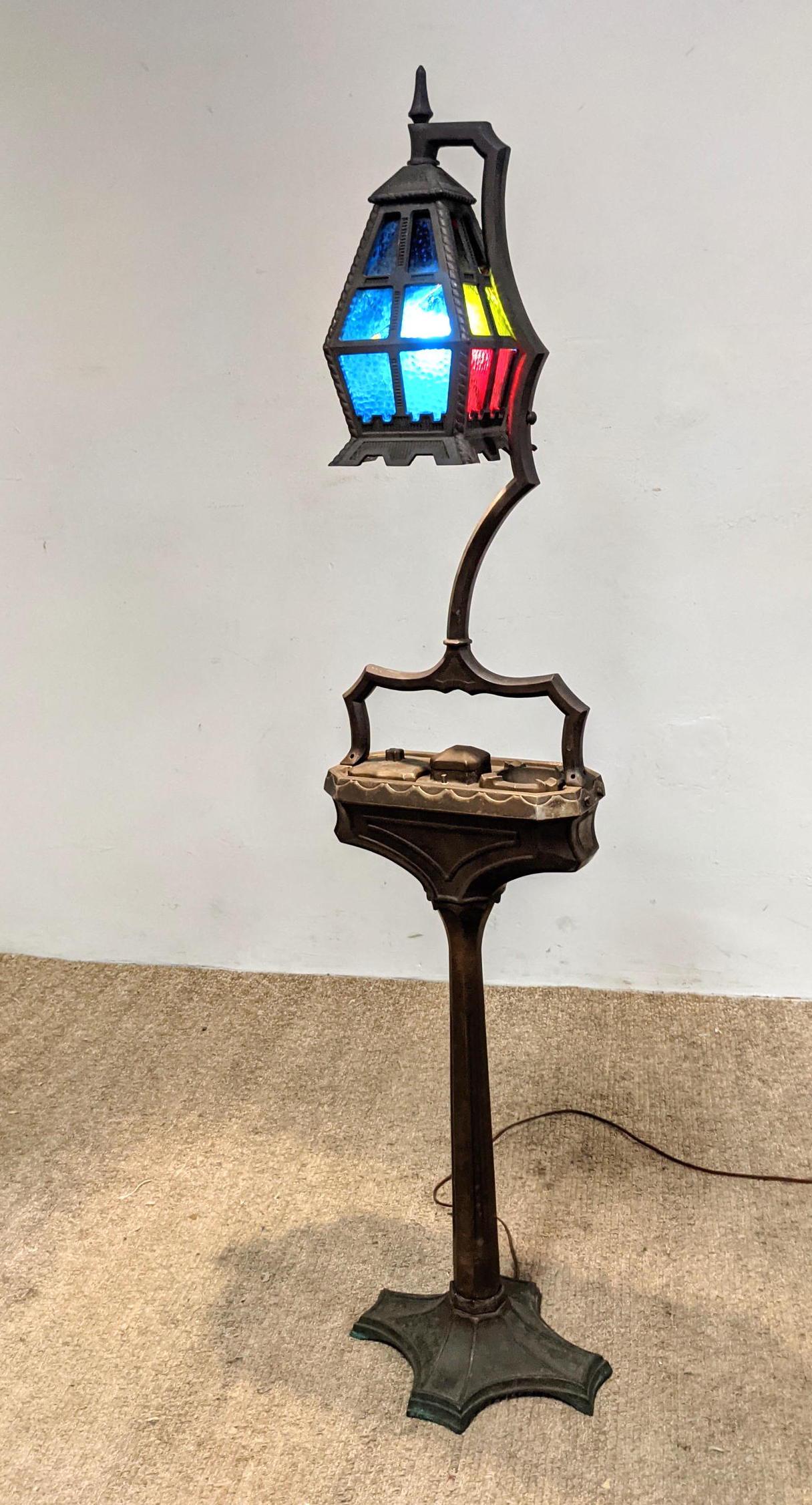 Vintage metal Smoking Stand with Lantern style Lamp. La (1 of 19)