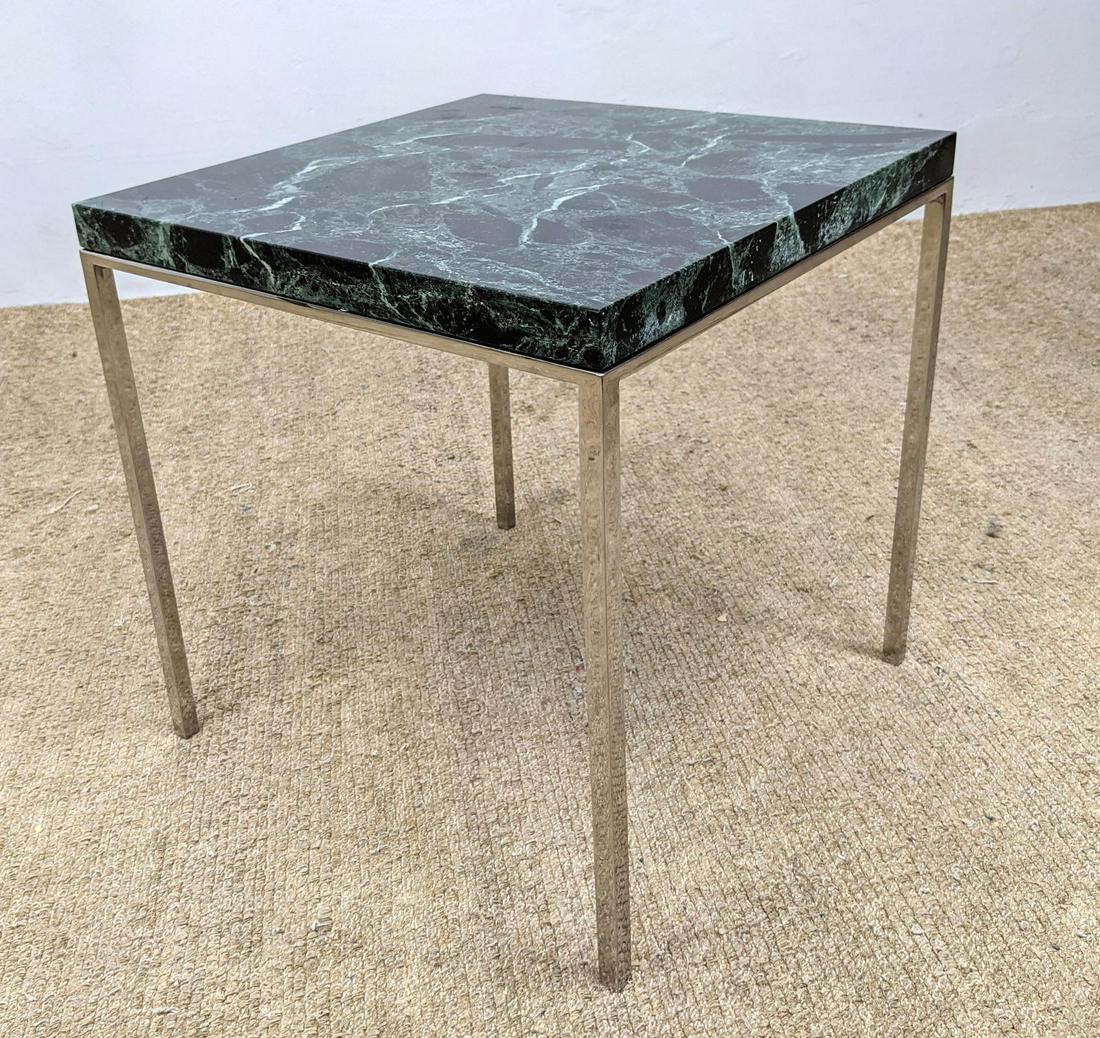 Green Veined Marble Square Top Chrome Frame Side Table. (1 of 9)