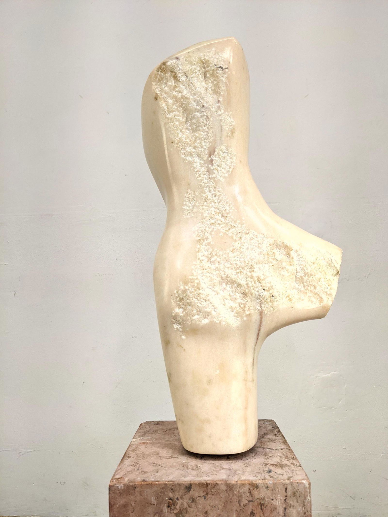 Marble Carved Figural Torso Sculpture. Pink Marble Disp (1 of 14)