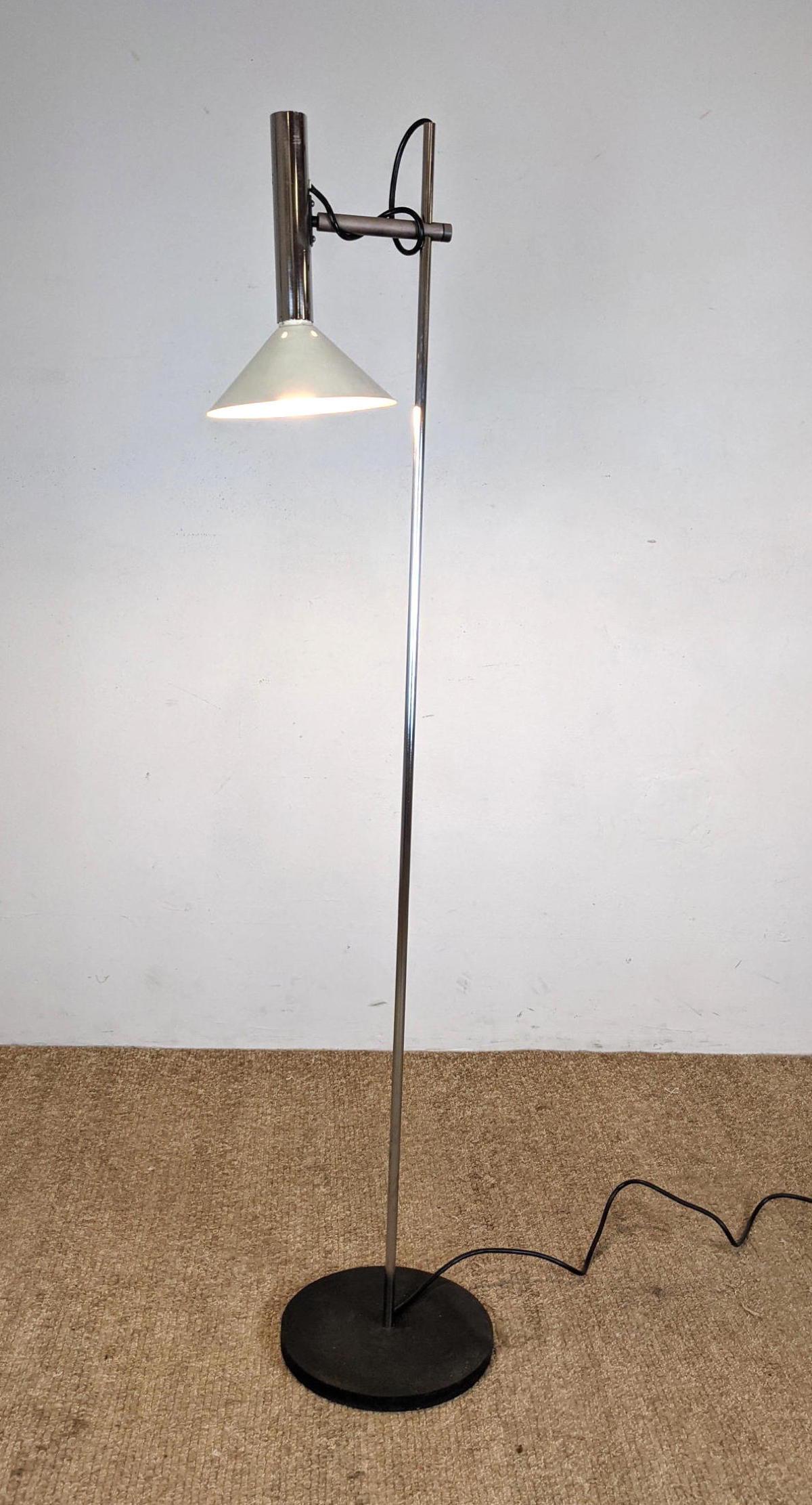 Robert Sonneman Chrome Floor Lamp. White Cone Shade. (1 of 13)