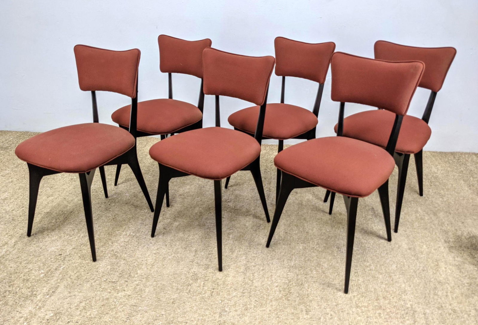 Set 6 ICO PARISI Dining Chairs. Dark Stained Frame Side (1 of 13)