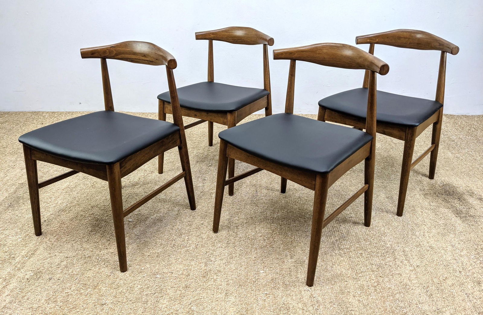 set 4 American Modern Dining Chairs.  Bull Horn Style. (1 of 13)