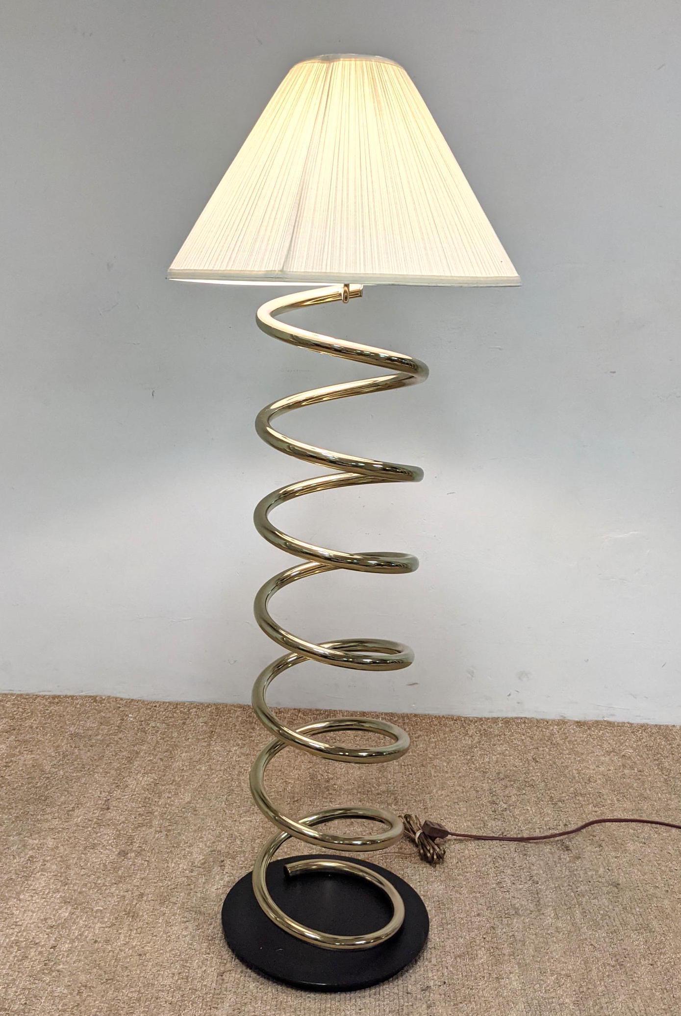 Coiled Brass Tube Floor Lamp. Modernist Lighting.: Coiled Brass Tube Floor Lamp. Modernist Lighting. -- Dimensions: H: 57 inches: W: 21 inches: D: 21 inches ---