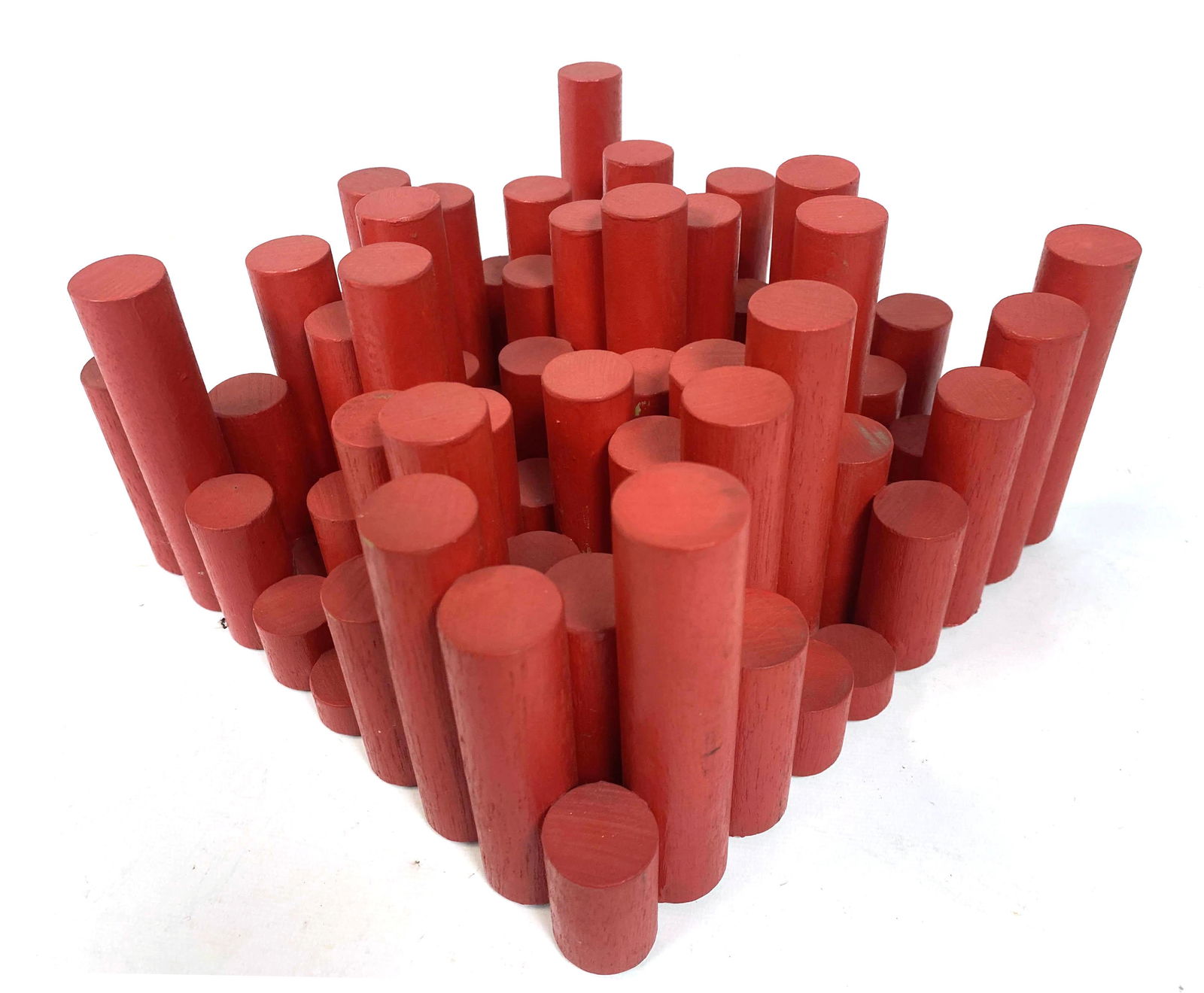 Ronald R Brown Painted Red Modernist Abstract Wood Dowe (1 of 6)