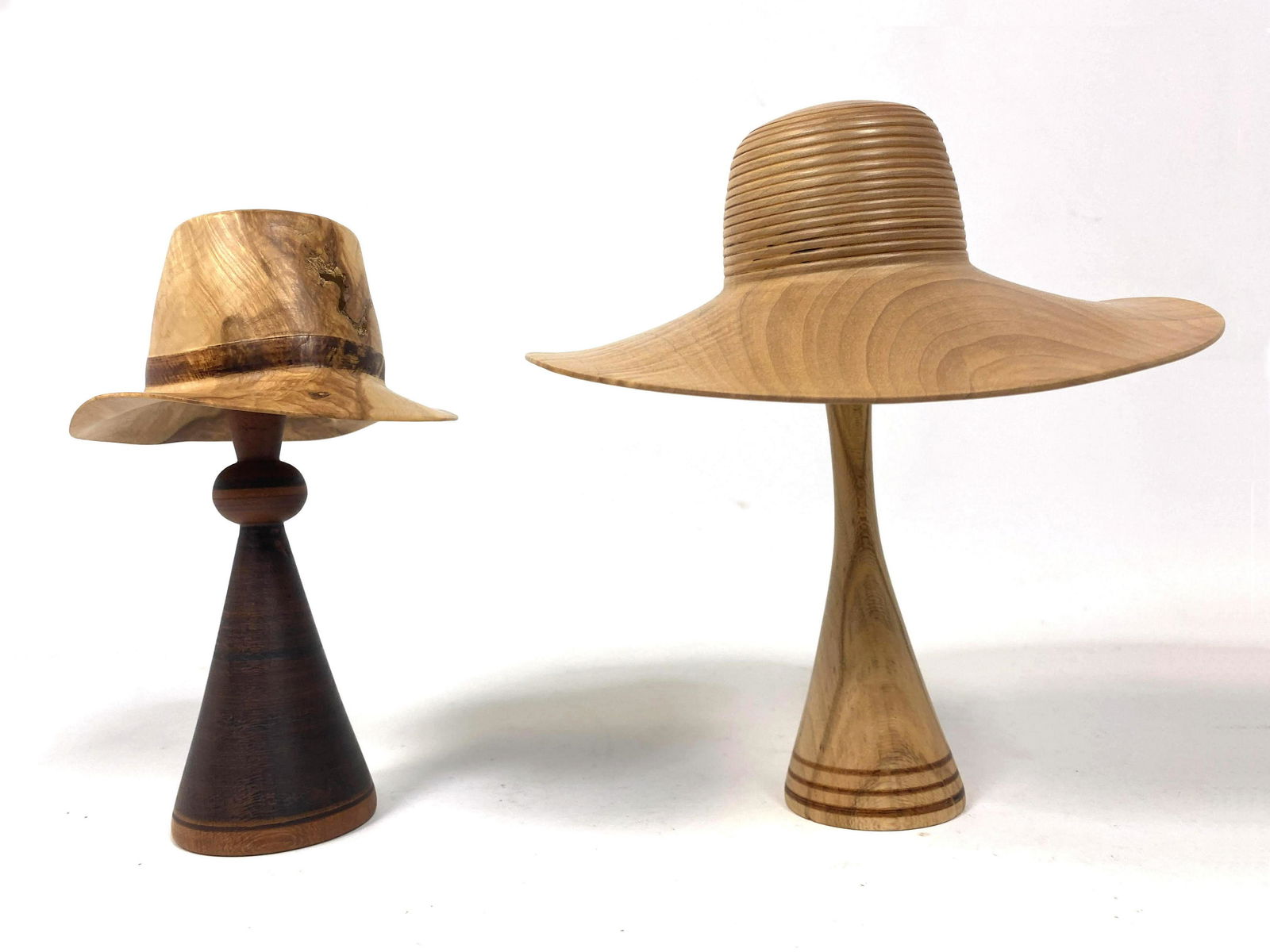 2pcs JOHANNES MICHELSEN Turned Wood Hats. Artisan Woodw (1 of 11)
