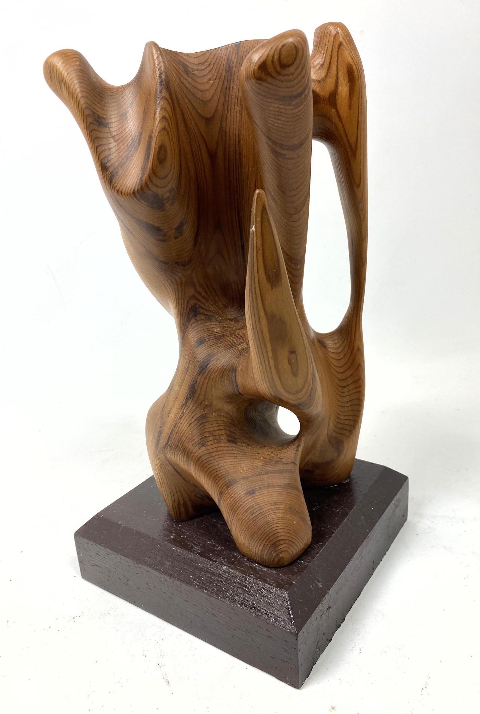 Signed Nathan Organic Carved Wood Modernist Sculpture. (1 of 5)