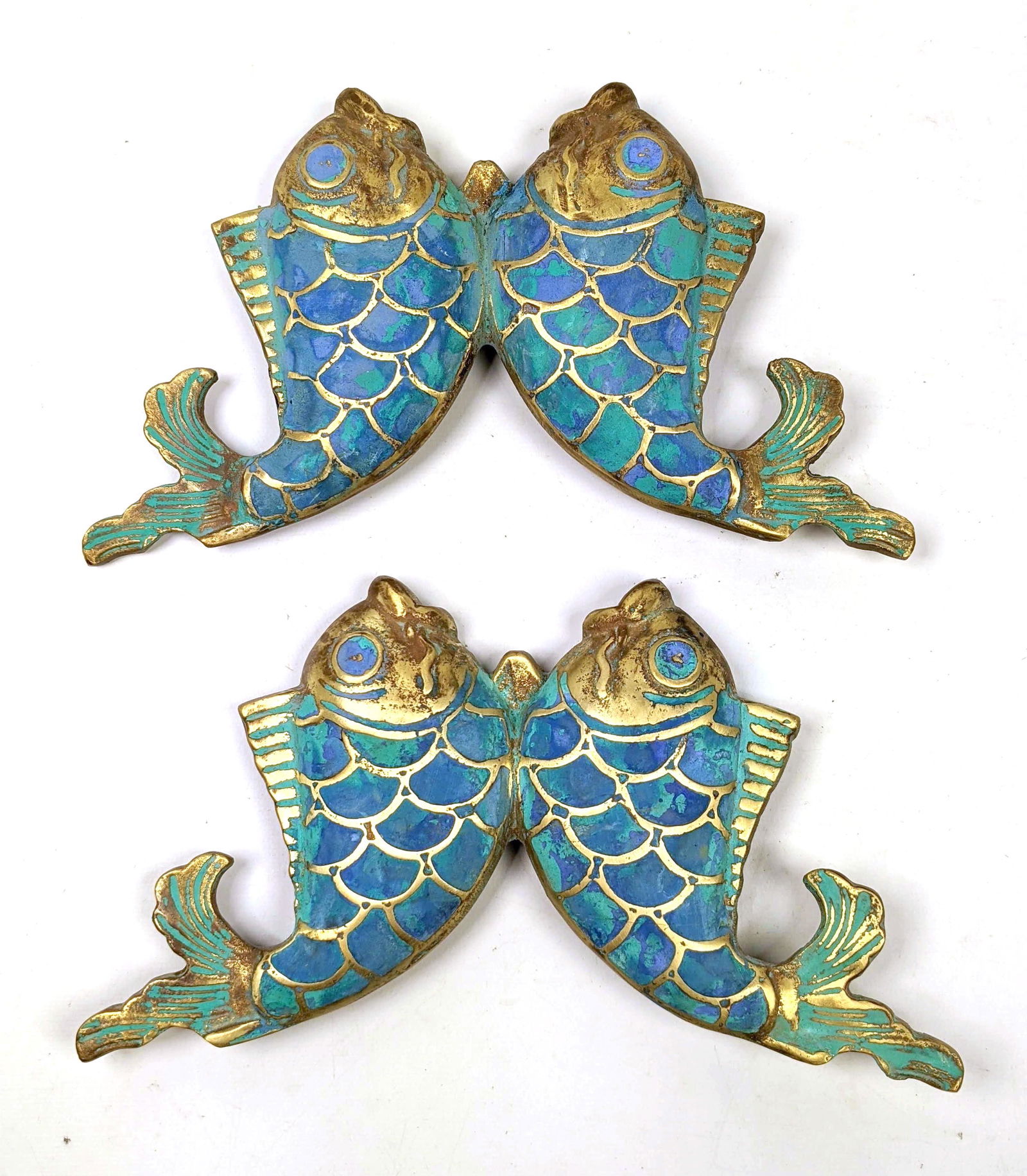 Pr Double Fish Enameled Bronze Door Pulls. Pisces. Grea (1 of 9)