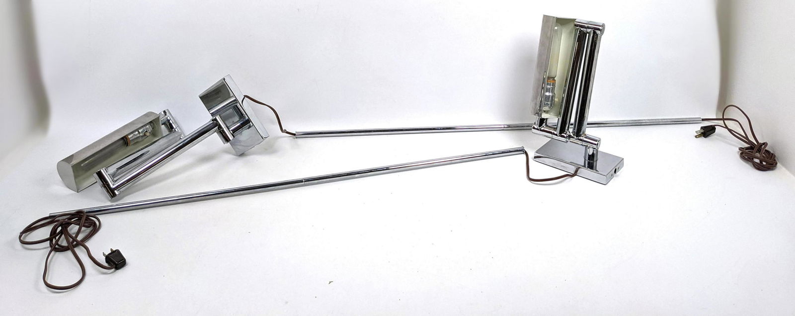 2pc CHAPMAN Chrome Wall Mount Lights Lamps. Hinged adju (1 of 12)