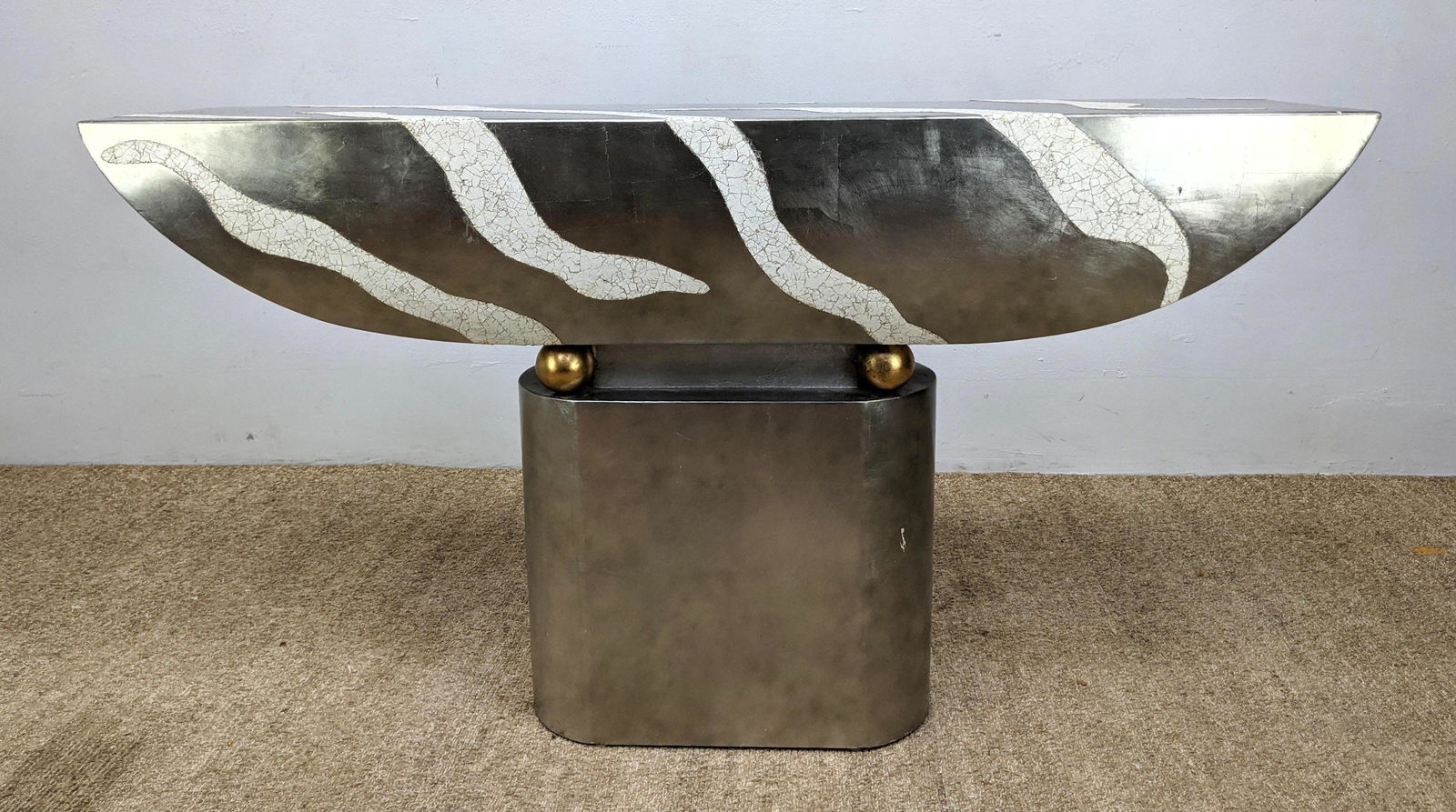 Silver Lacquered "Eggshell" Accent Console Table. Moder (1 of 12)