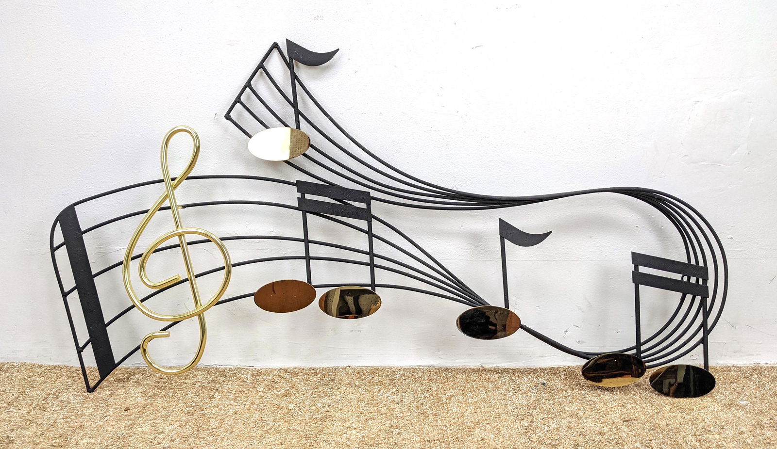 Signed J Wares Mixed Metal Musical Wall Sculpture. Blac (1 of 9)