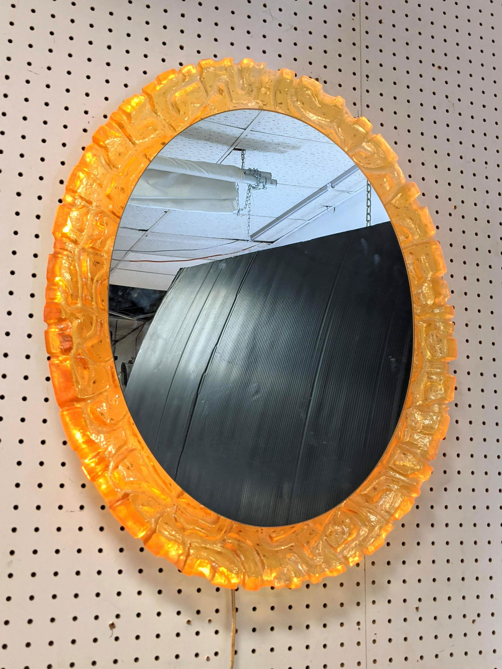 Oval Wall Mirror with Acrylic Frame.  Lights from behin (1 of 13)