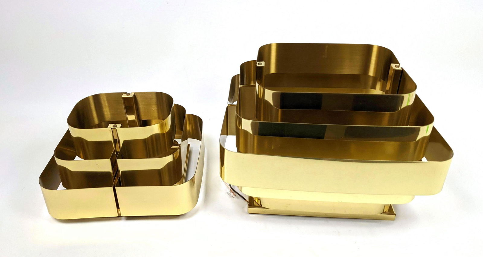 2pc Louvered Graduated Brass Stepped Lights/ Ceiling mo (1 of 12)