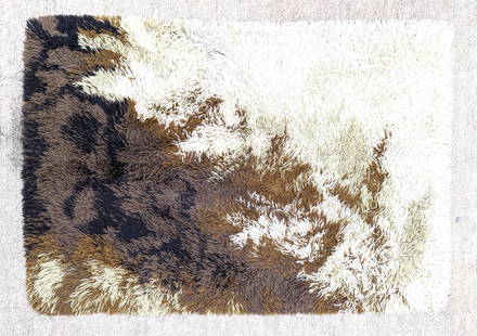 3'3" x 4'8" EGE RYA de Luxe Modernist Shag Rug. Cream,: 3'3" x 4'8" EGE RYA de Luxe Modernist Shag Rug. Cream, Beige, Brown Shades. Label. 100% Wool.-- Dimensions: ---