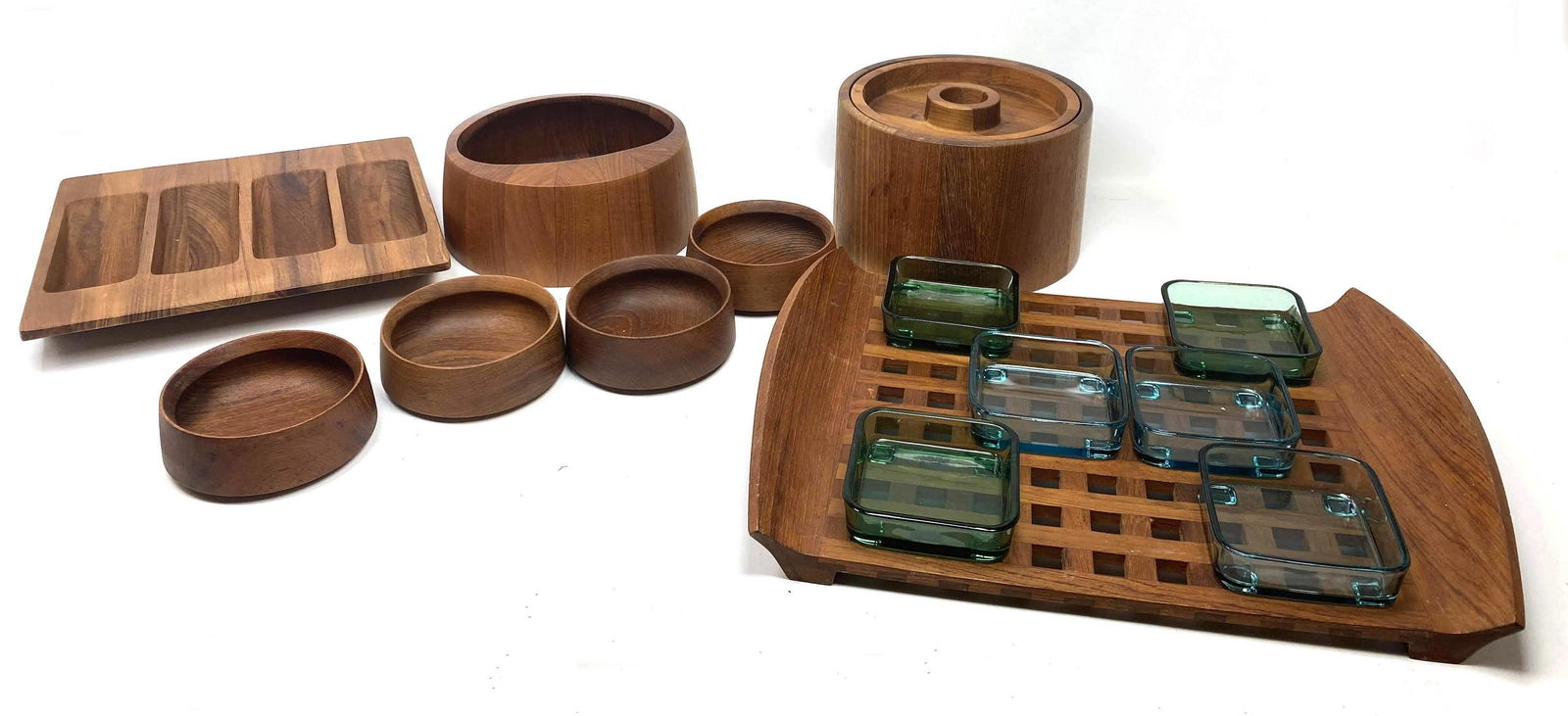 8pc DANSK Danish Teak Wood Table Top Items. One lattice (1 of 9)