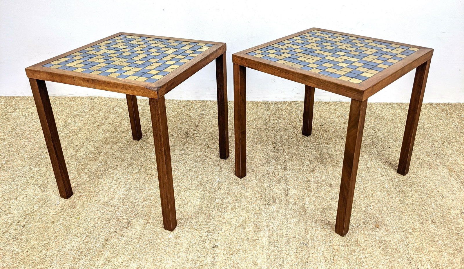 Pr Glazed Ceramic Tile Side Tables. Martz Studio. Squar (1 of 10)