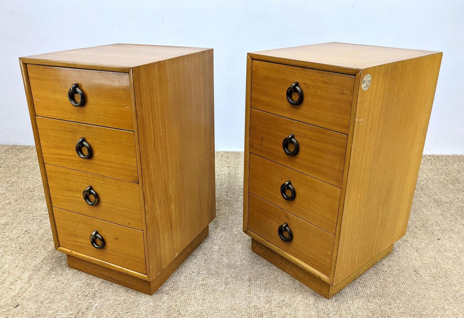 Pr 4 Drawer Night Stands Side End Tables. Metal Drop Ri (1 of 15)