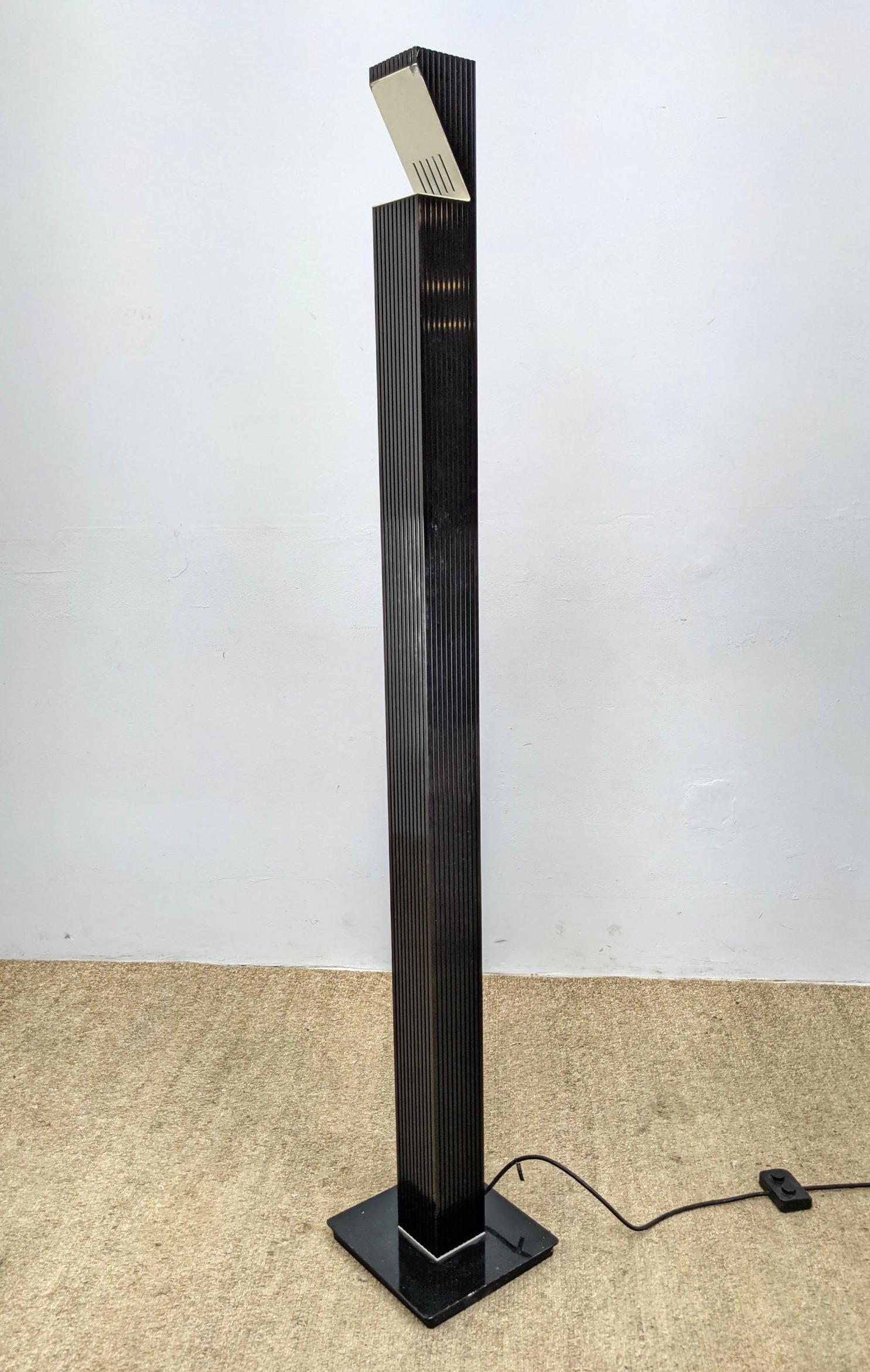 Italian Black Modernist Square Column Floor Lamp. Ribbe (1 of 17)