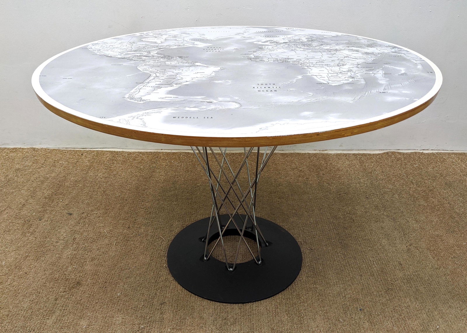 ISAMU NOGUCHI style Cyclone table with World map Top. (1 of 10)