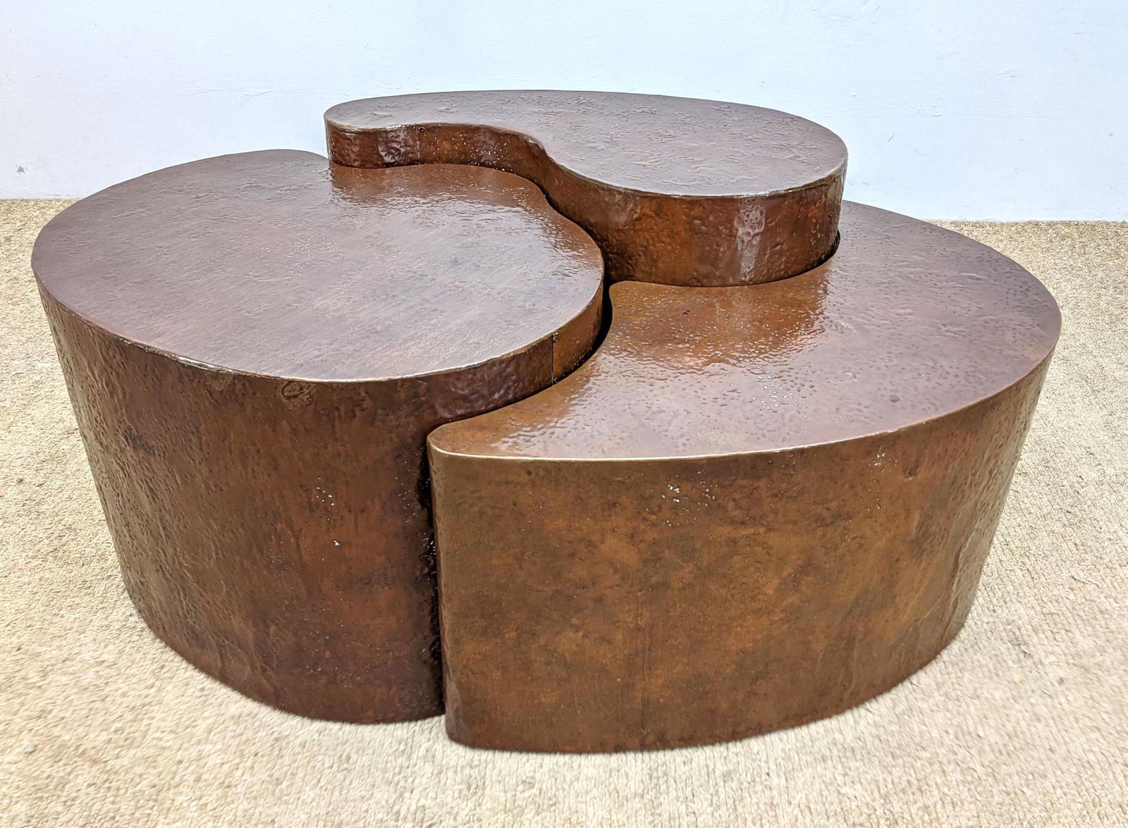 3pc Hammered Copper Set Side End Tables. Seandel style. (1 of 13)