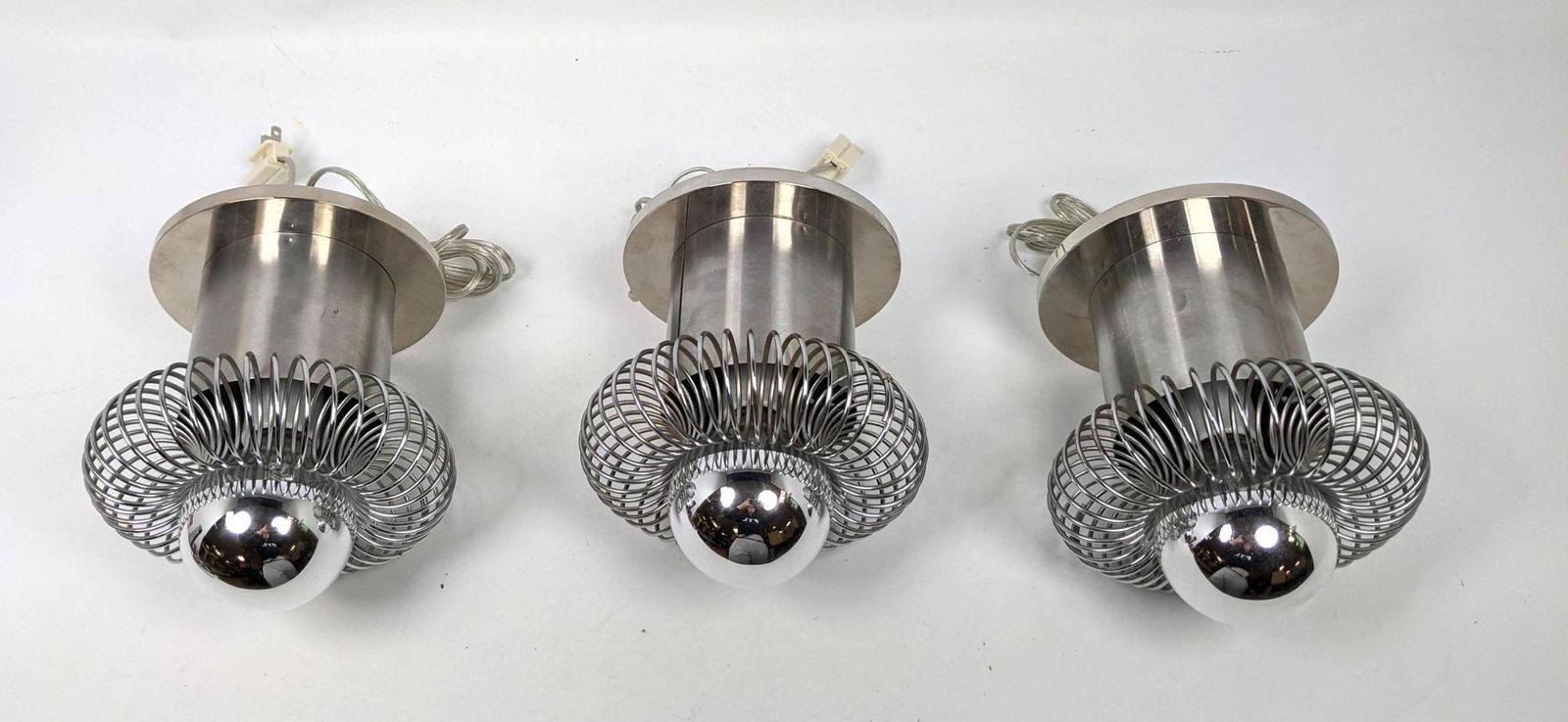 Set 3 Modernist Steel Hanging Pendant Lights Lamps. Coi (1 of 13)