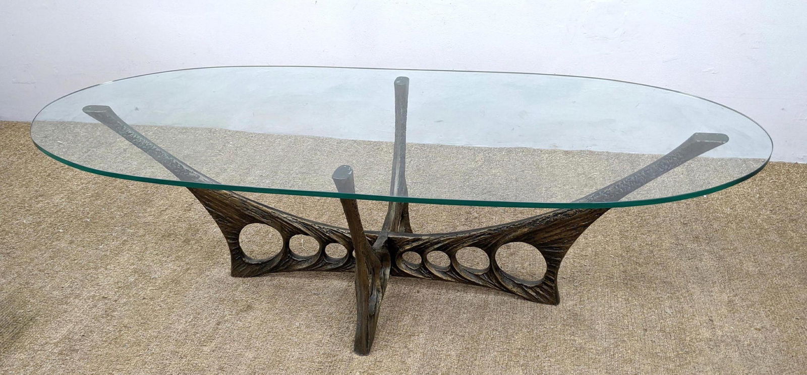 Brutalist  Cast Metal Coffee Table with Glass Top. Paul (1 of 12)