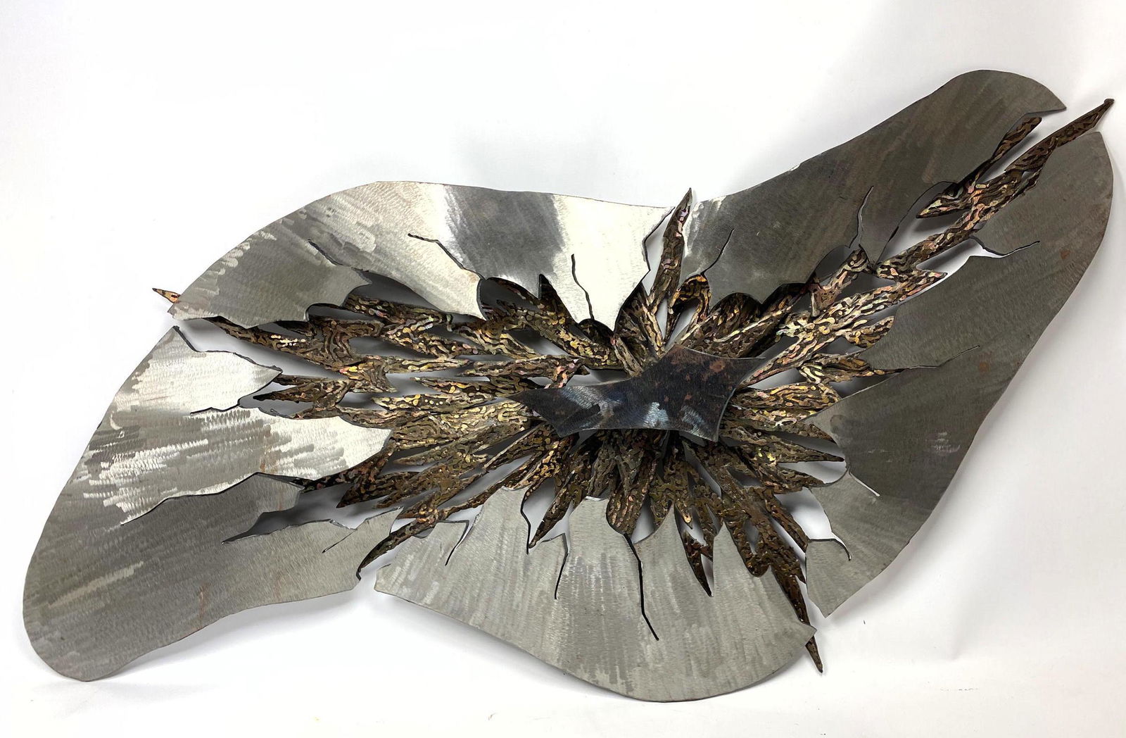 Extremely Brutalist Steel Mixed Metal Wall Sculpture. 3 (1 of 12)