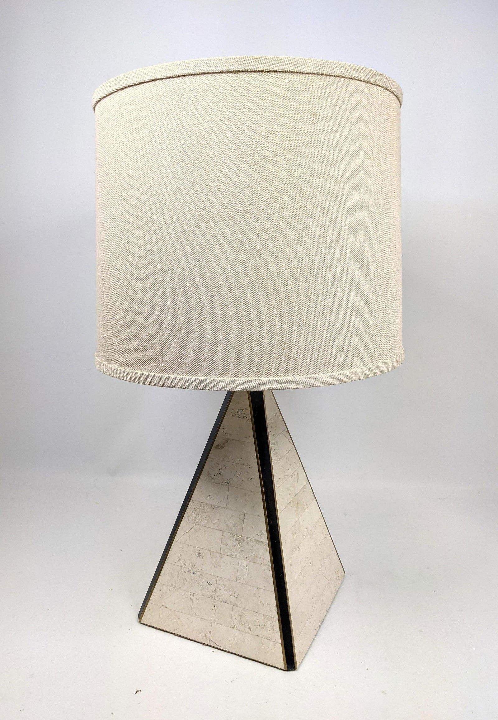 Travertine Marble Tesserae Tile Triangular Table Lamp. (1 of 12)