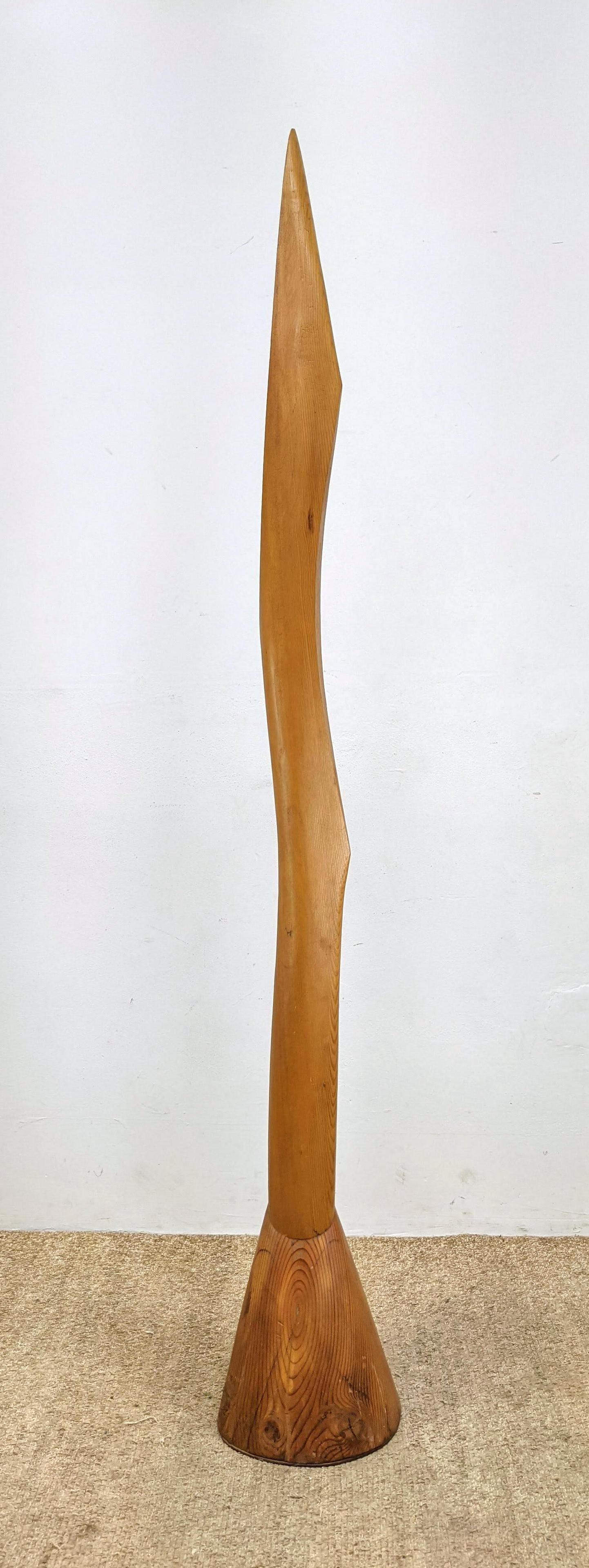 Tall Carved Wood Monolith Modernist Abstract Sculpture. (1 of 13)