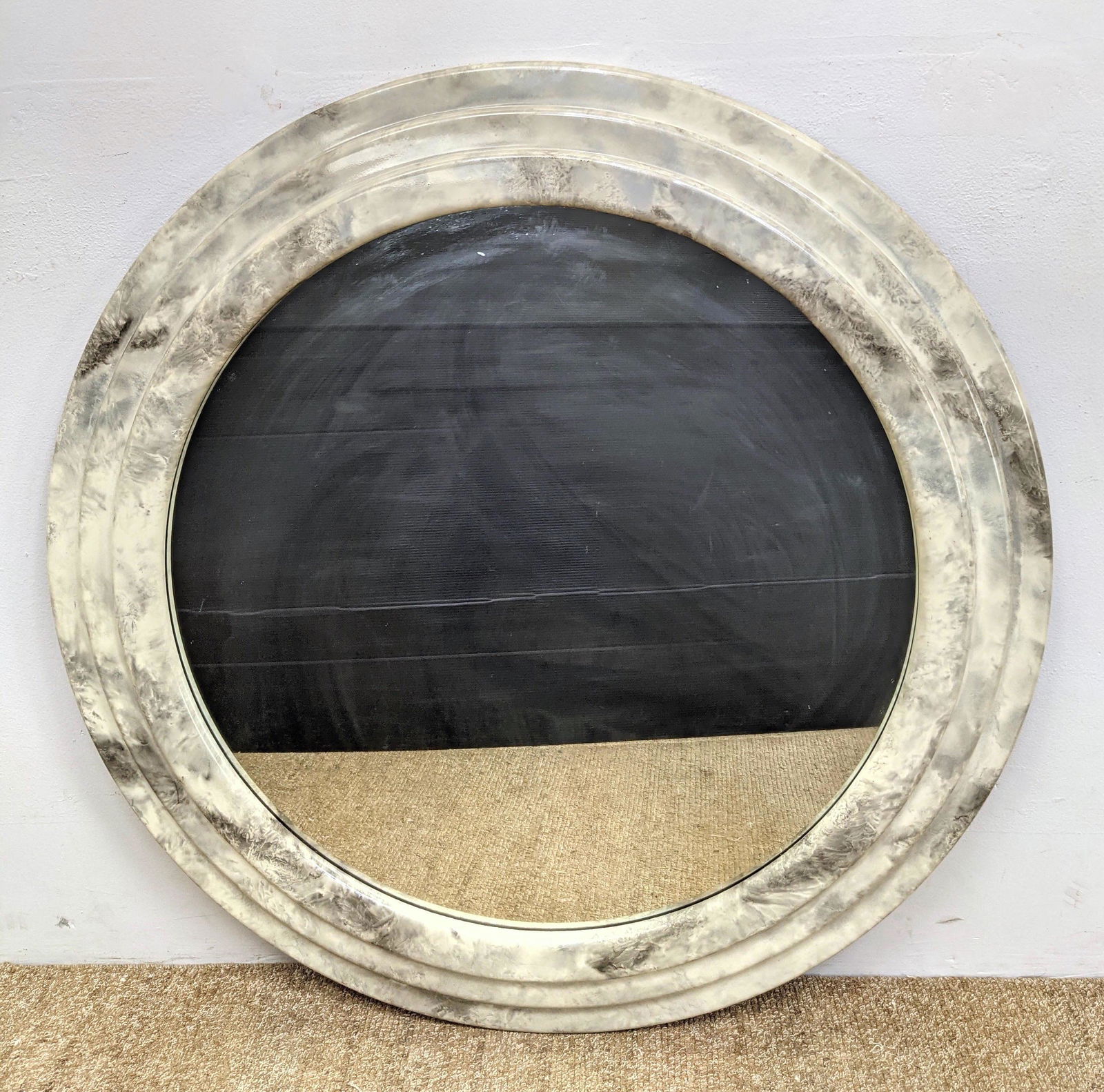 Faux Marble Painted Framed Round Wall Mirror. Modernist (1 of 11)