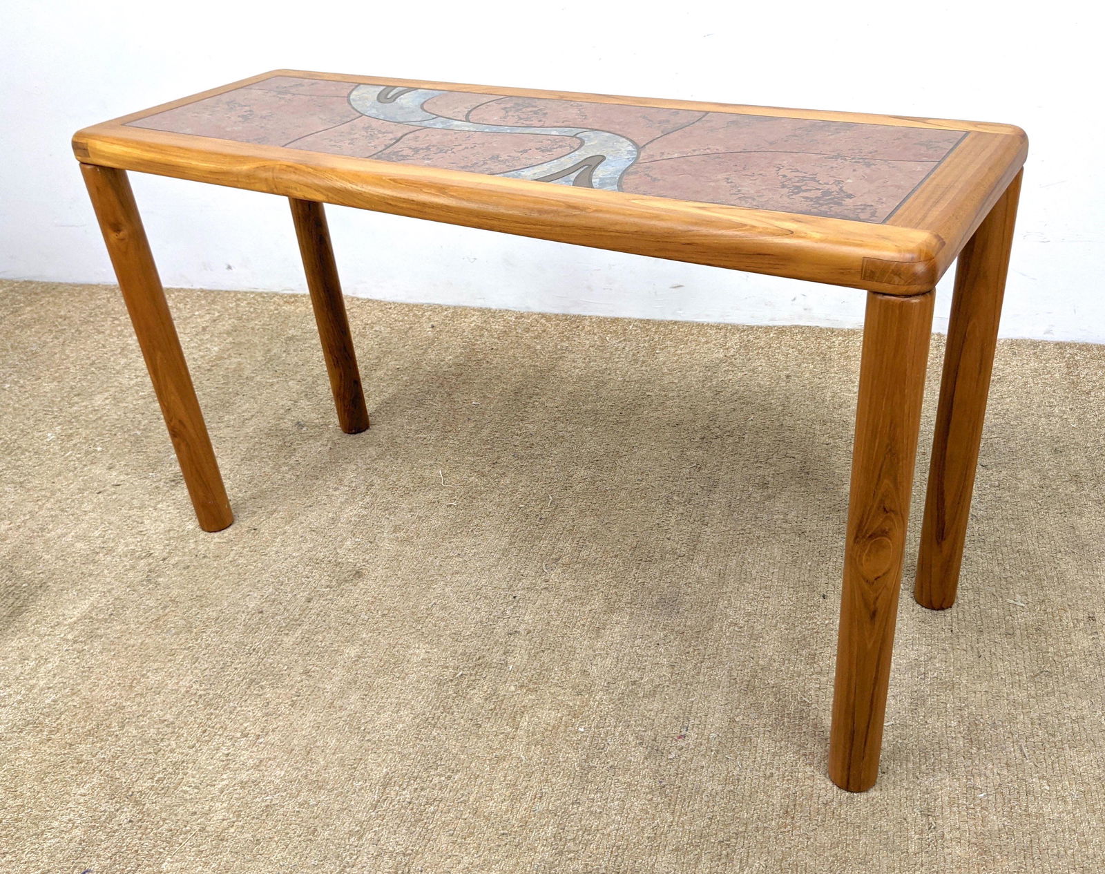 HASLEV Danish Modern Teak Console Table. Pottery inset (1 of 14)